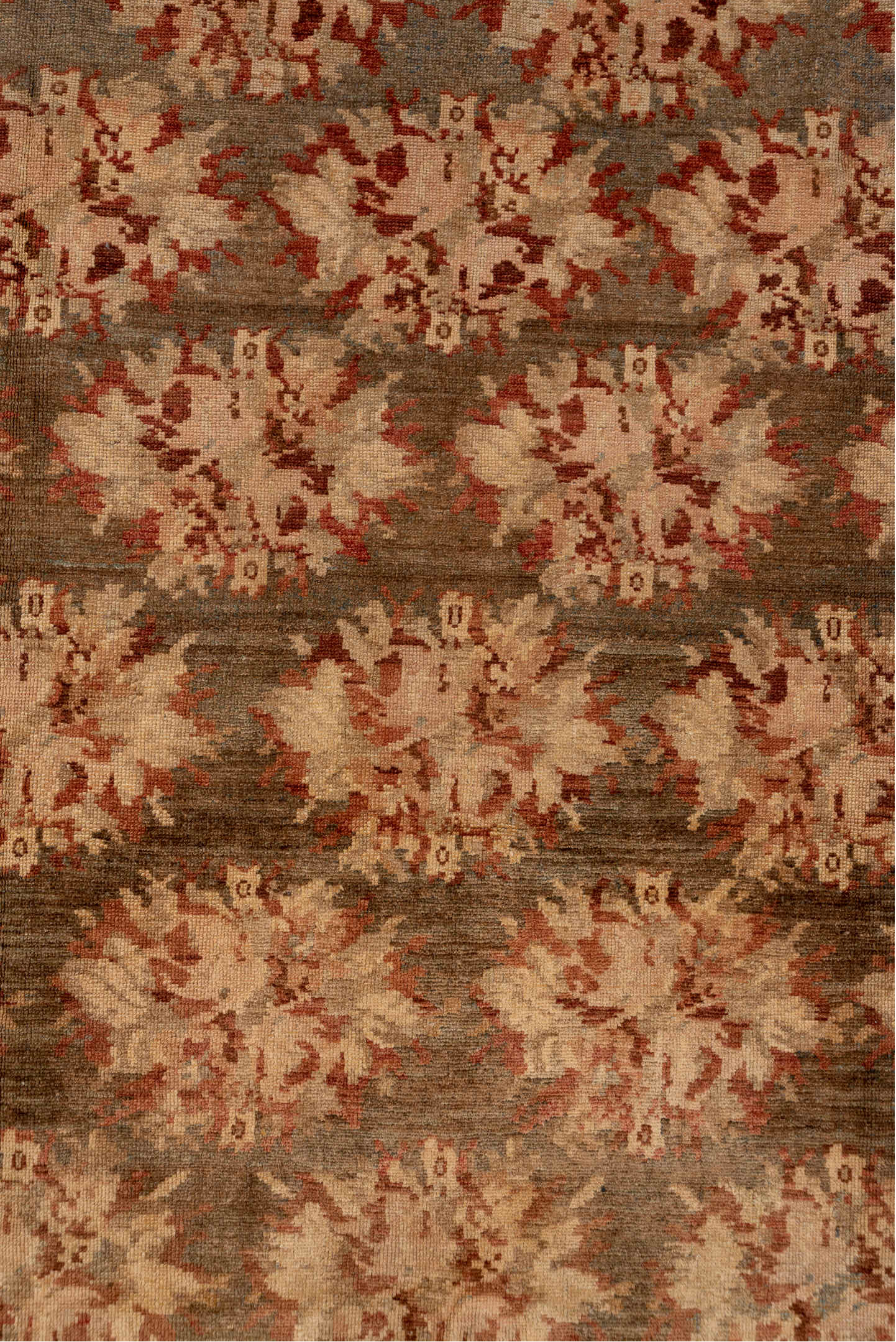 6' x 10' one-of-a-kind handmade antique Baktiary large size rug. Color palette: ivory, taupe, rust, blue_gray, rose, camel