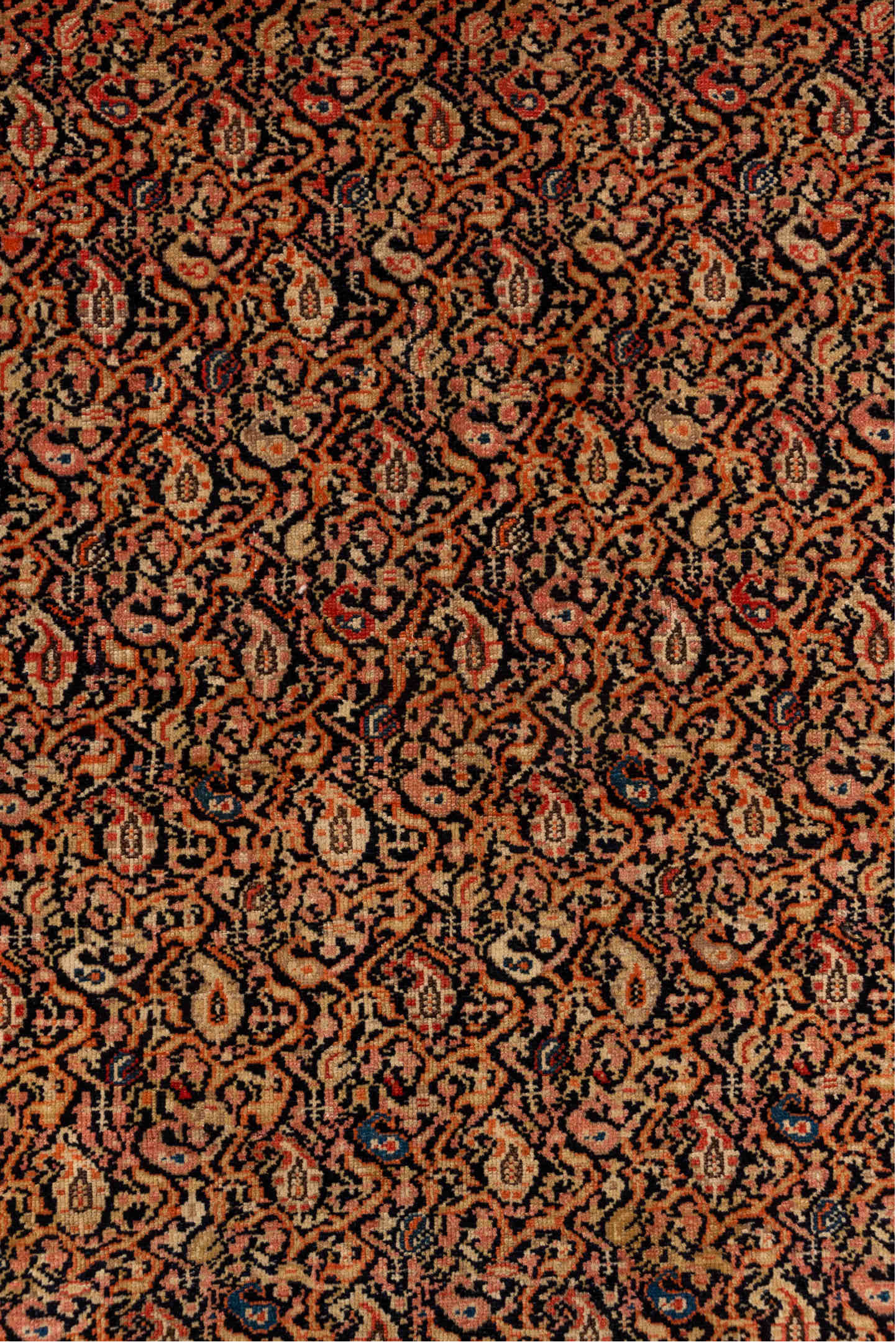 4' x 6' one-of-a-kind handmade vintage Malayer small size rug. Color palette: black, brown, gray, light gray, off-white