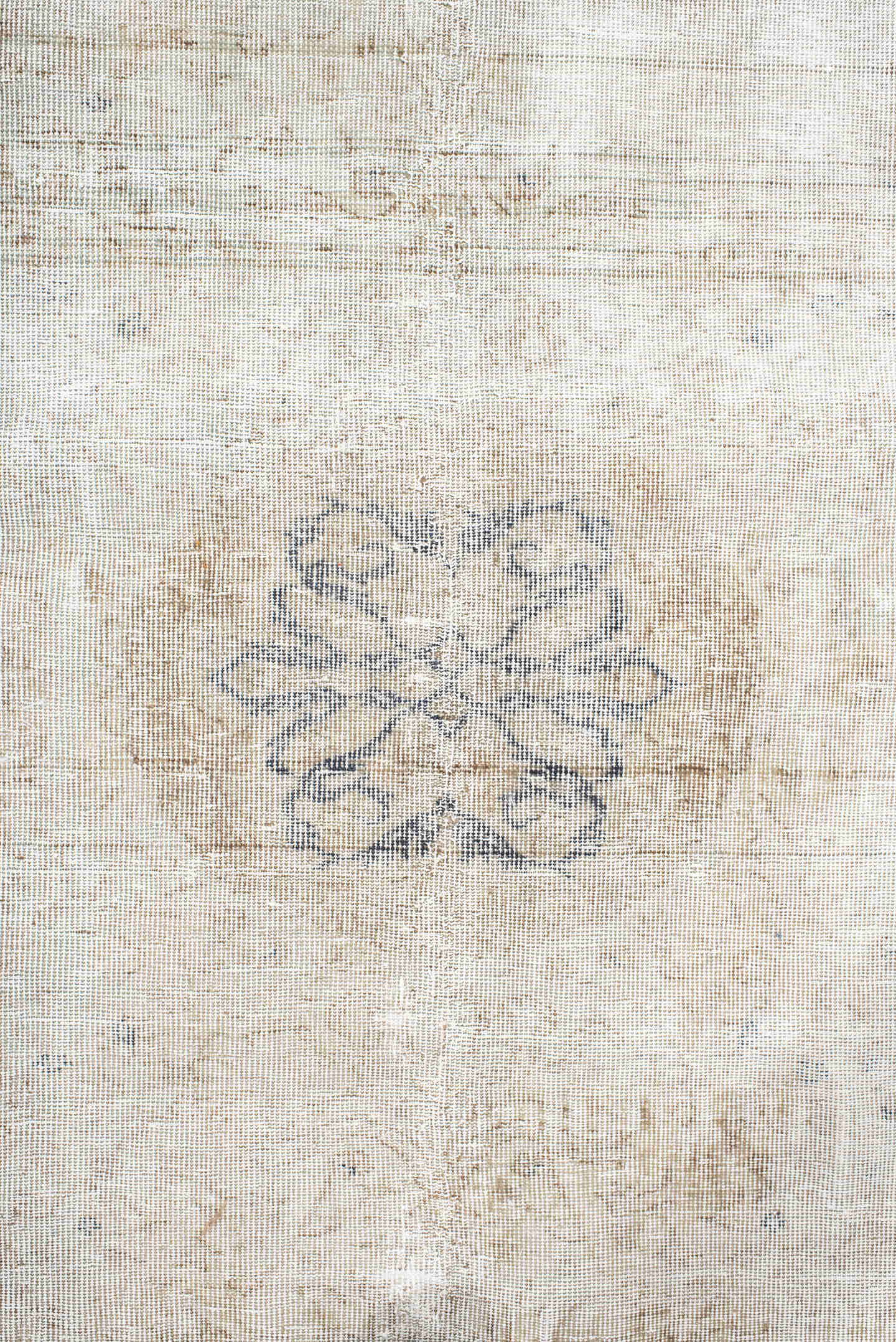 3' x 6' one-of-a-kind handmade antique Sivas small size rug. Color palette: ivory, cream, taupe, pale gray, beige, gray