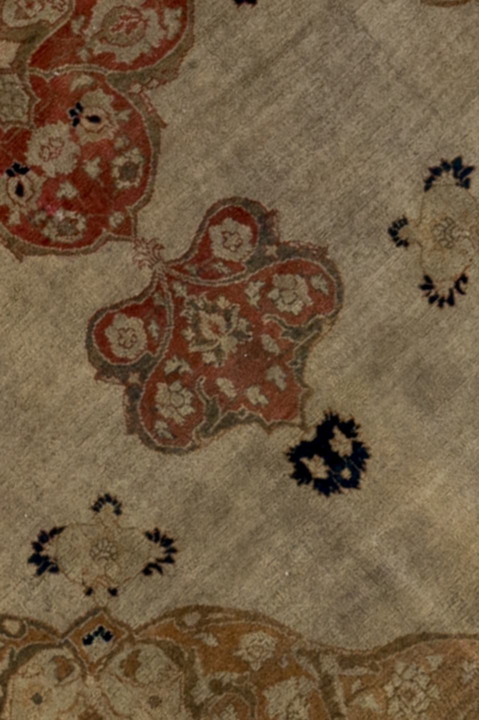 4' x 6' one-of-a-kind handmade antique Tabriz small size rug. Color palette: ivory, camel, taupe, rust, brown, slate, rose