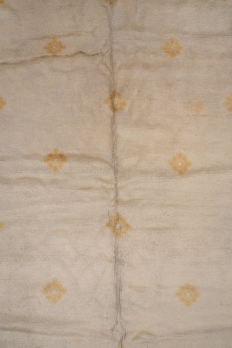 10' x 17' one-of-a-kind handmade antique Savonnerie rug. Color palette: ivory, camel, gold, cream, beige