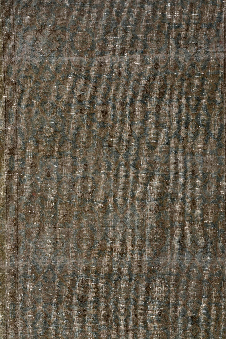 2' x 15' one-of-a-kind handmade antique Tabriz runner rug. Color palette: taupe, brown, sage, slate, beige, gray, green