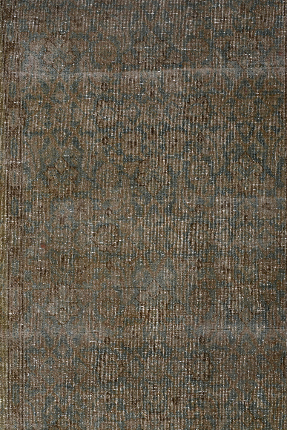 2' x 15' one-of-a-kind handmade antique Tabriz runner rug. Color palette: taupe, brown, sage, slate, beige, gray, green