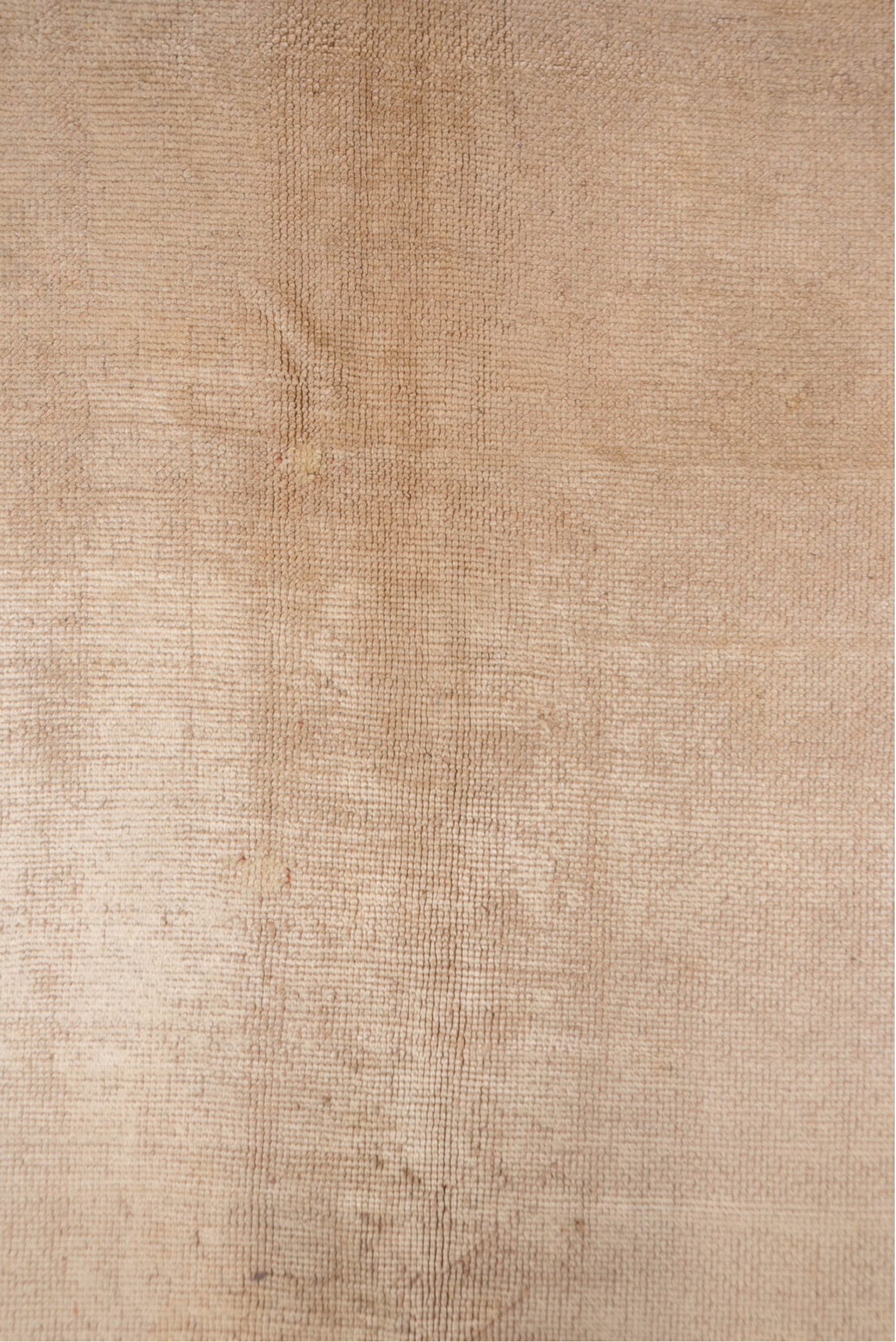 6' x 15' one-of-a-kind handmade antique Oushak rug. Color palette: beige, taupe, ivory, lavender, camel, gray, light gray