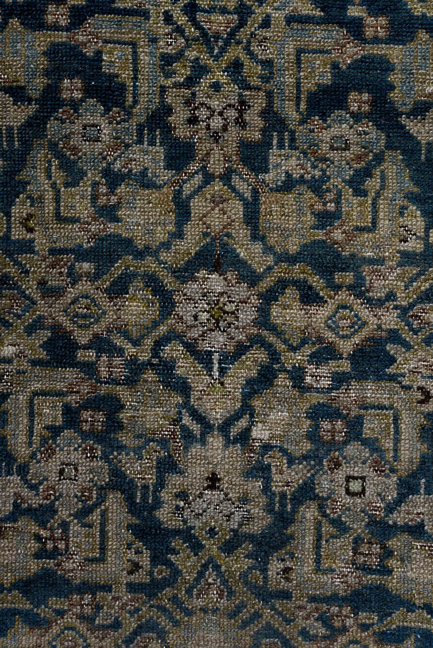 3' x 15' one-of-a-kind handmade antique Malayer runner rug. Color palette: blue, ivory, rust, navy, camel, brown, terracotta