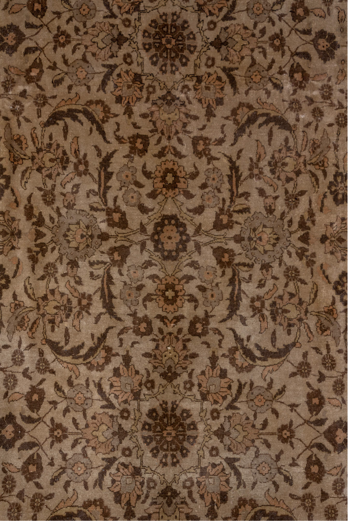 6' x 10' one-of-a-kind handmade antique Sivas large size rug. Color palette: brown, ivory, taupe, camel, charcoal, beige