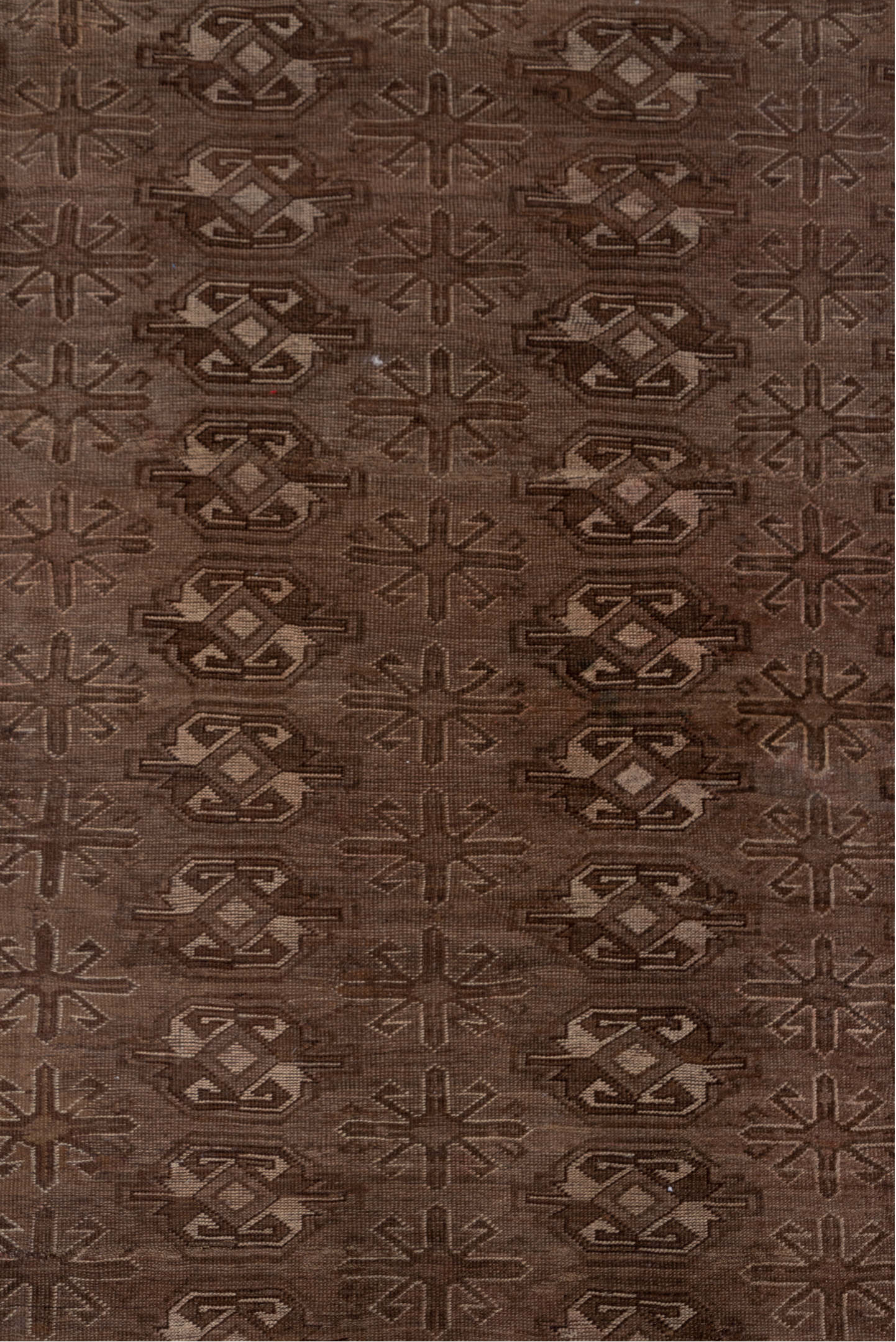 8' x 12' one-of-a-kind handmade vintage Afghan large size rug. Color palette: brown, gray