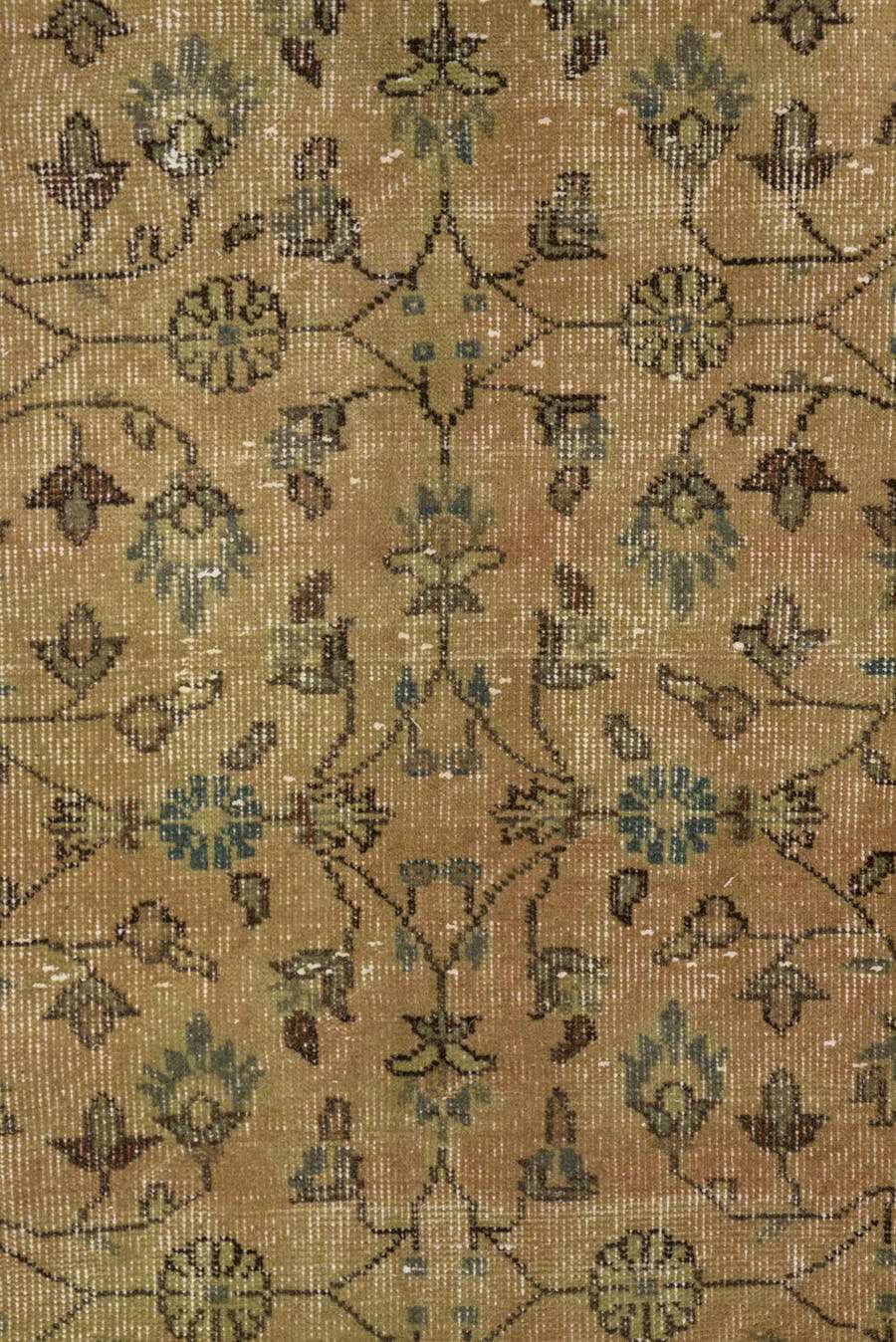 6' x 10' one-of-a-kind handmade vintage Overdyed large size rug. Color palette: olive, taupe, brown, sage, charcoal, green