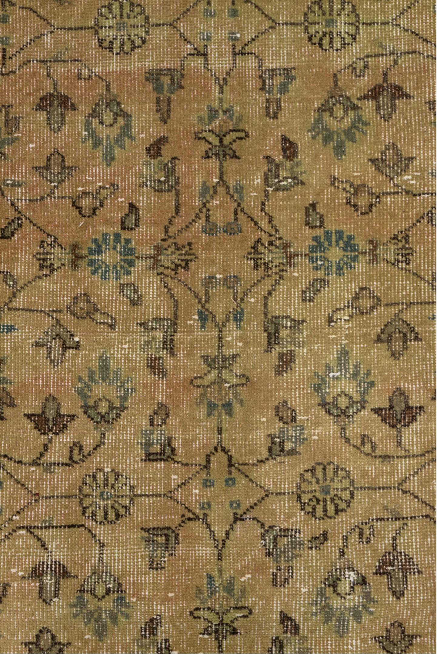 6' x 10' one-of-a-kind handmade vintage Overdyed large size rug. Color palette: olive, taupe, brown, sage, charcoal, green