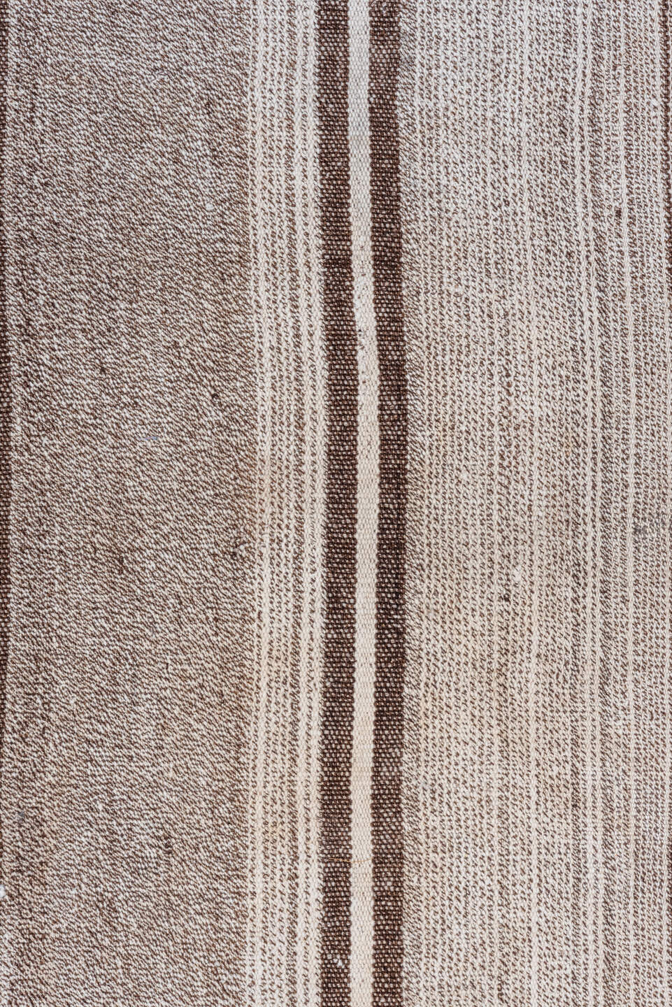 8' x 13' one-of-a-kind handmade antique Flatweave large size rug. Color palette: taupe, ivory, brown, gray, beige