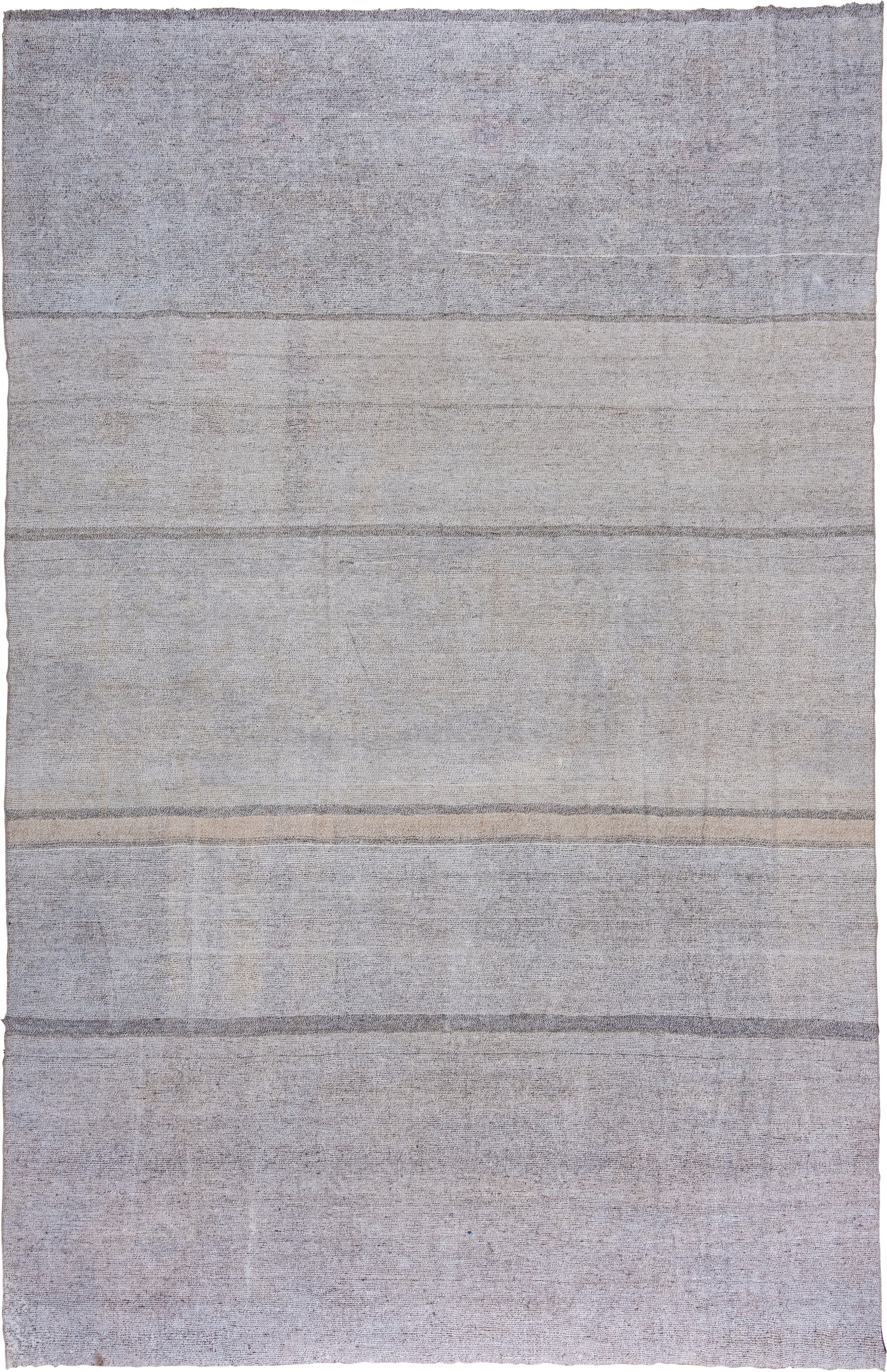10' x 16' one-of-a-kind handmade antique Flatweave rug. Color palette: ivory, taupe, gray, greige, beige