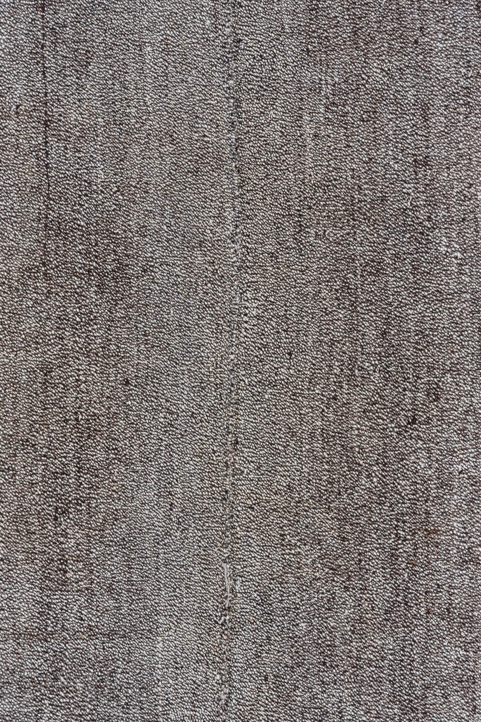 7' x 9' one-of-a-kind handmade antique Flatweave rug. Color palette: gray, charcoal, taupe, black, beige