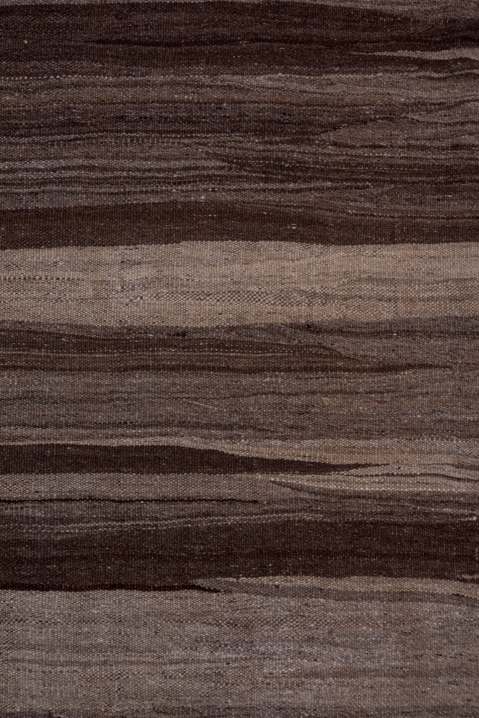 5' x 10' one-of-a-kind handmade vintage Kilim medium size rug. Color palette: taupe, brown, charcoal, mushroom, ivory, beige