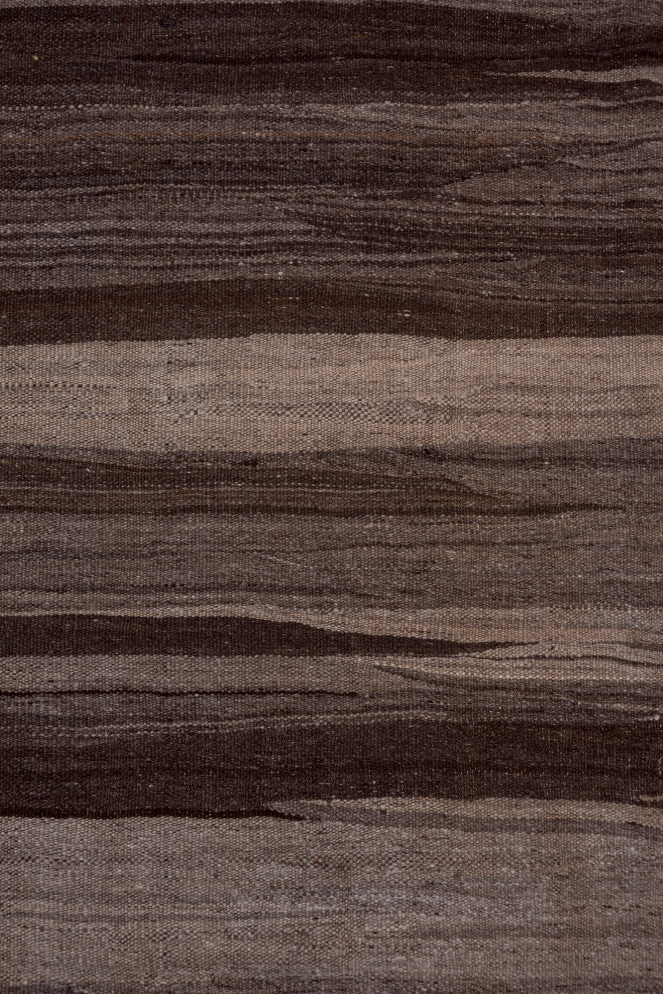 5' x 10' one-of-a-kind handmade vintage Kilim medium size rug. Color palette: taupe, brown, charcoal, mushroom, ivory, beige