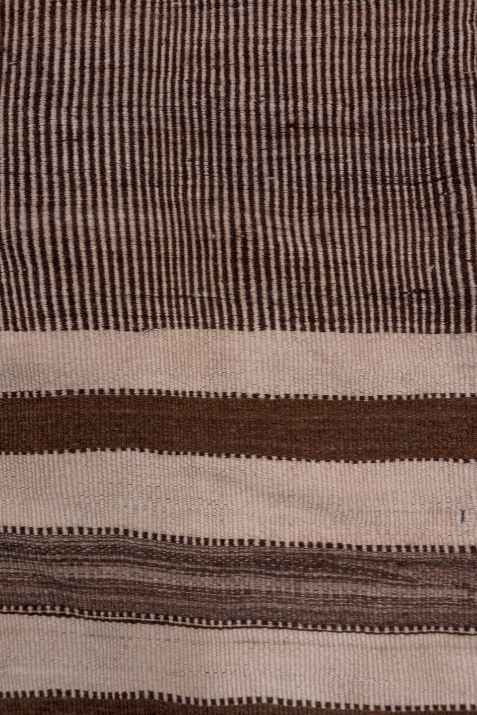 5' x 11' one-of-a-kind handmade vintage Kilim runner rug. Color palette: brown, ivory, taupe, charcoal, cream, beige, gray