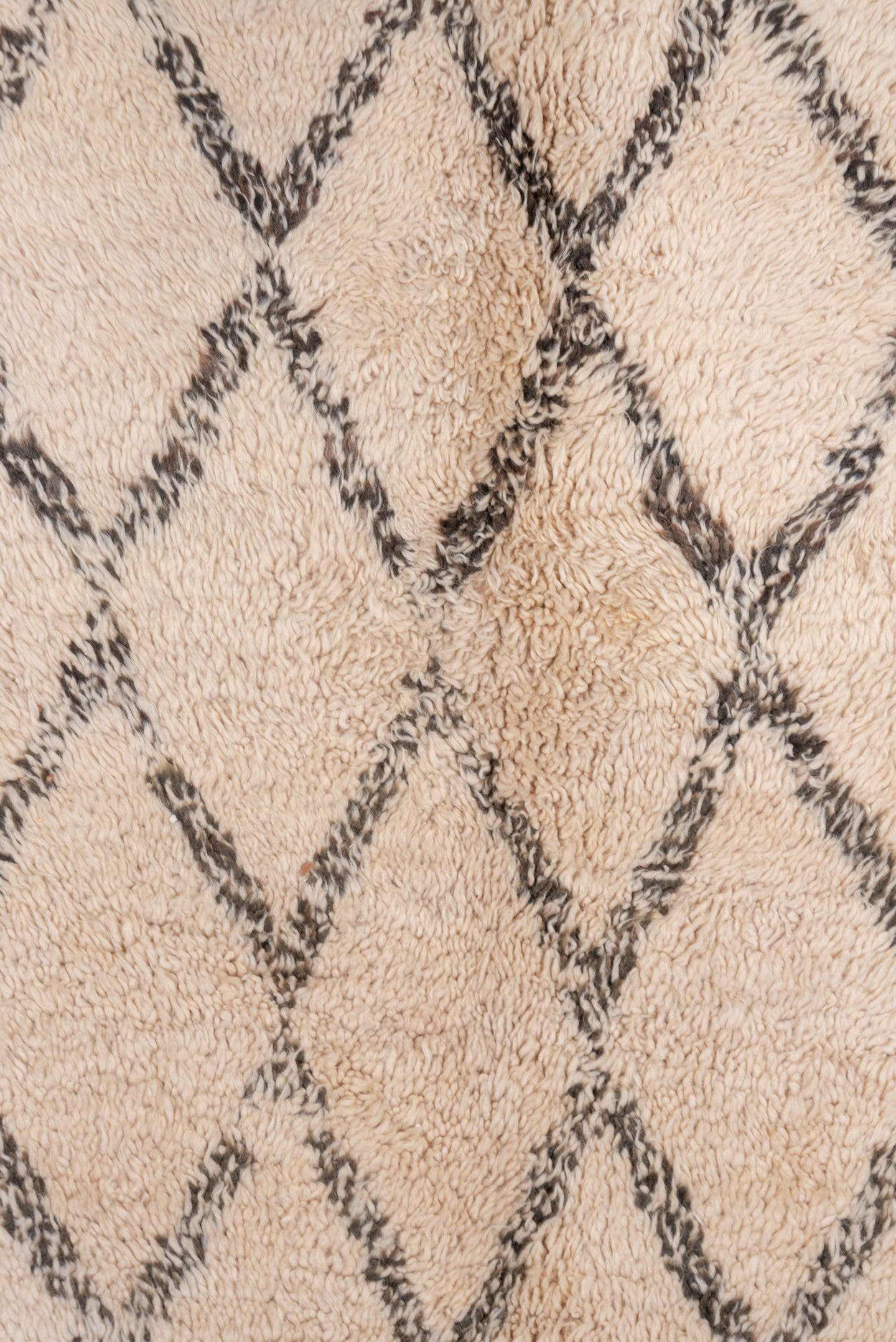 6' x 11' one-of-a-kind handmade antique Moroccan large size rug. Color palette: ivory, charcoal, cream, taupe, gray, black