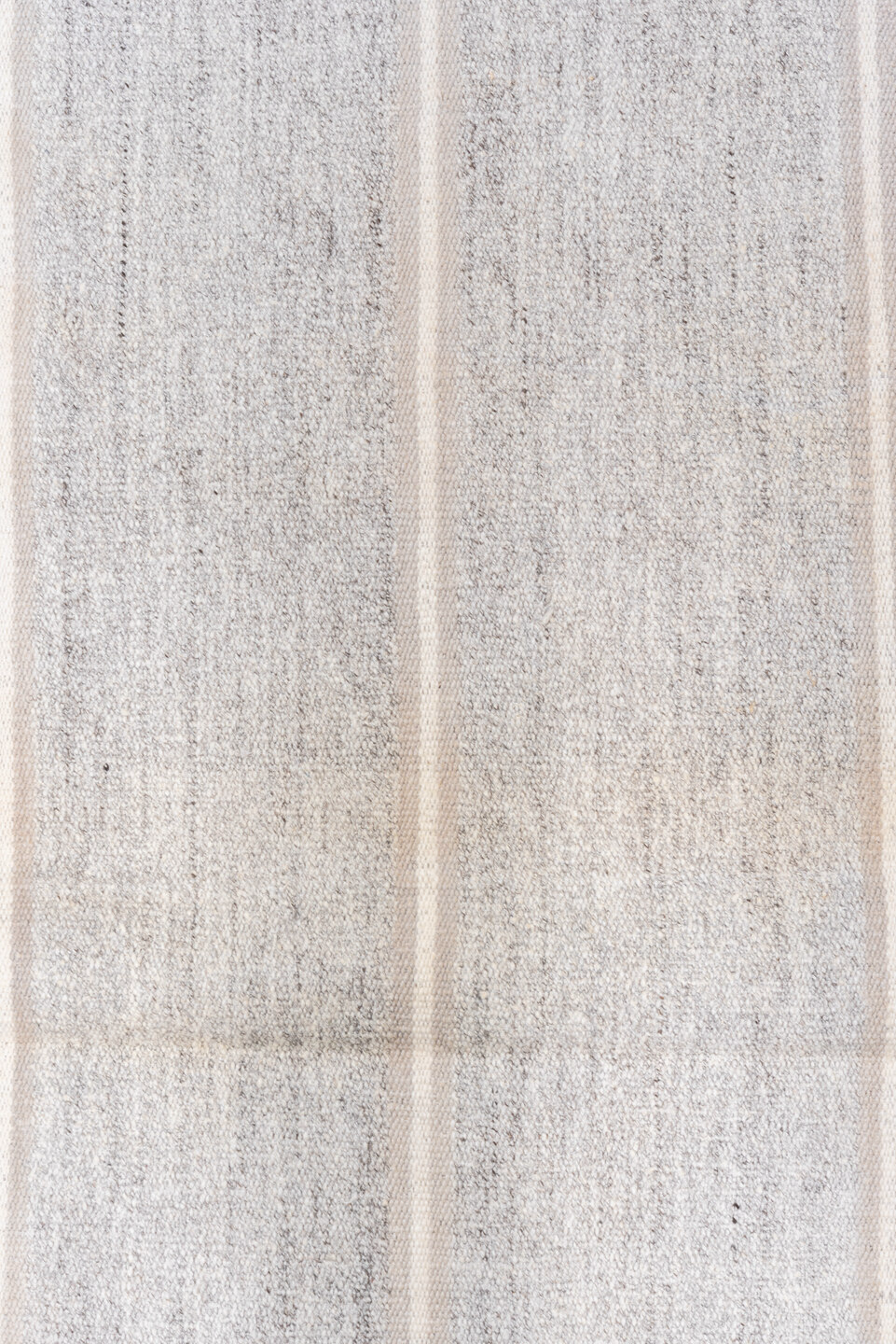2' x 7' one-of-a-kind handmade antique Flatweave runner rug. Color palette: ivory, light gray, silver, cream, gray