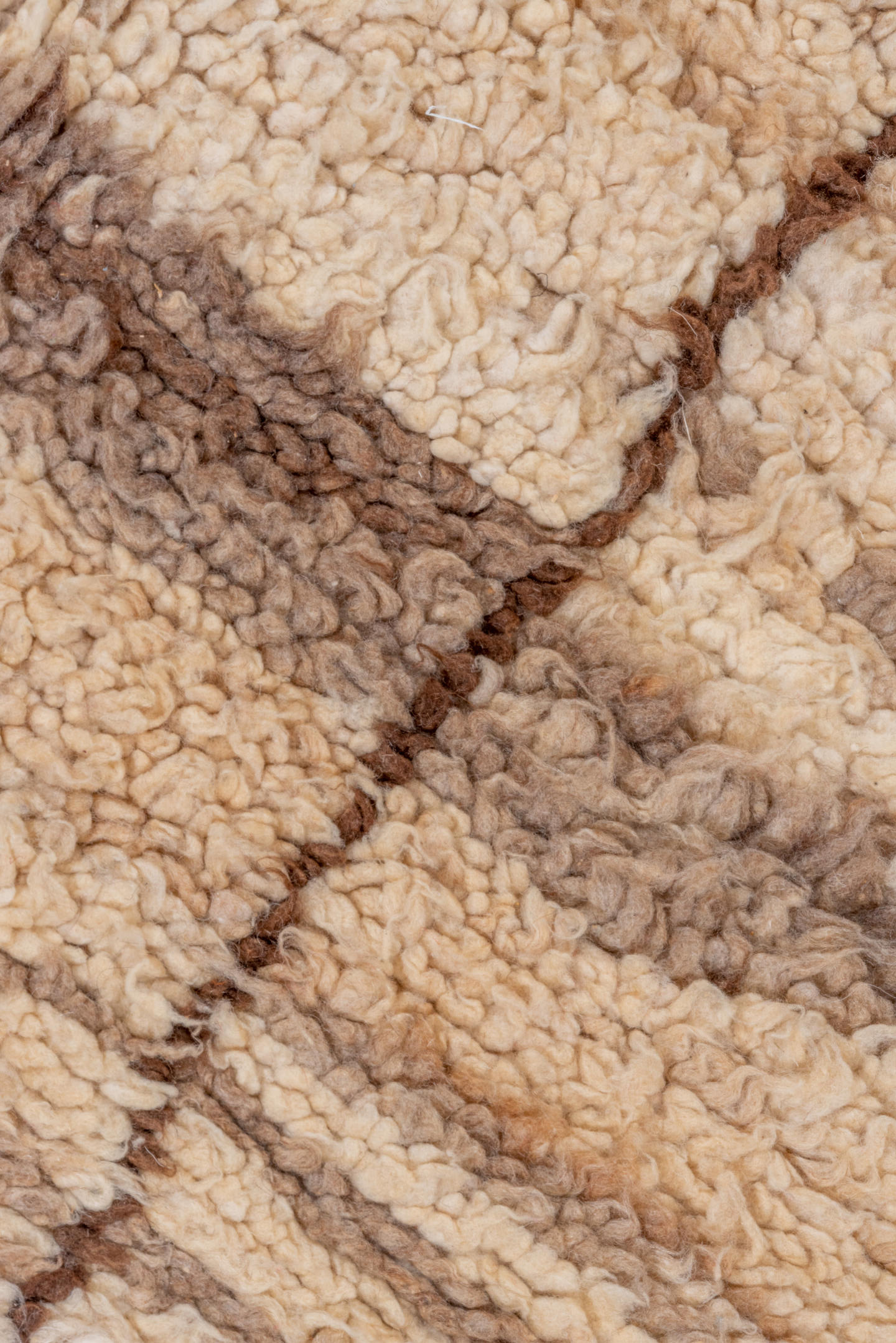 4' x 10' one-of-a-kind handmade vintage Moroccan runner rug. Color palette: ivory, cream, taupe, brown, beige, gray