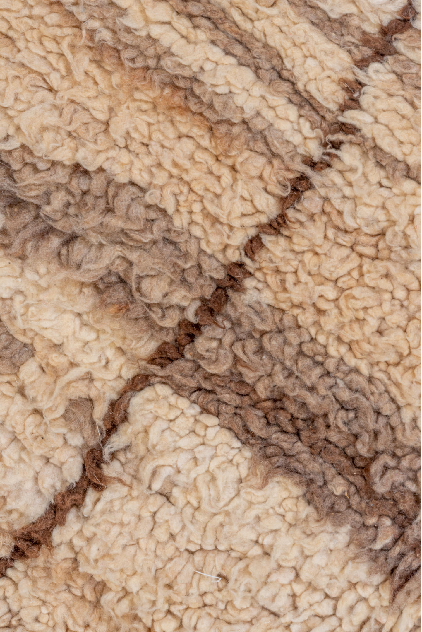 4' x 10' one-of-a-kind handmade vintage Moroccan runner rug. Color palette: antiquewhite, brown, light gray, off-white