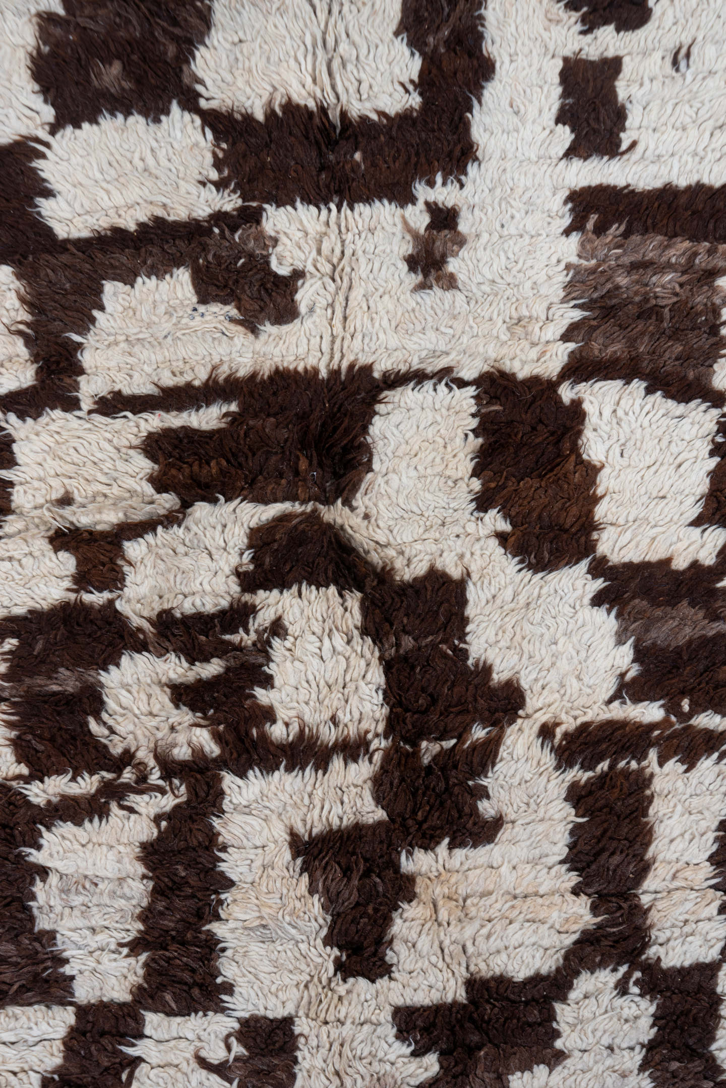 4' x 8' one-of-a-kind handmade vintage Moroccan rug. Color palette: ivory, dark brown, taupe, brown, beige, gray