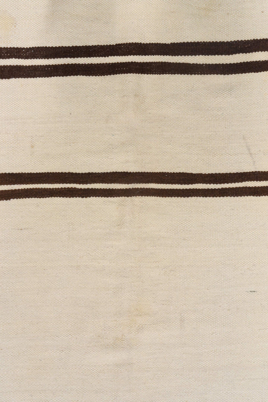 5' x 10' one-of-a-kind handmade vintage Blanket medium size rug. Color palette: ivory, brown, cream, taupe, beige, gray