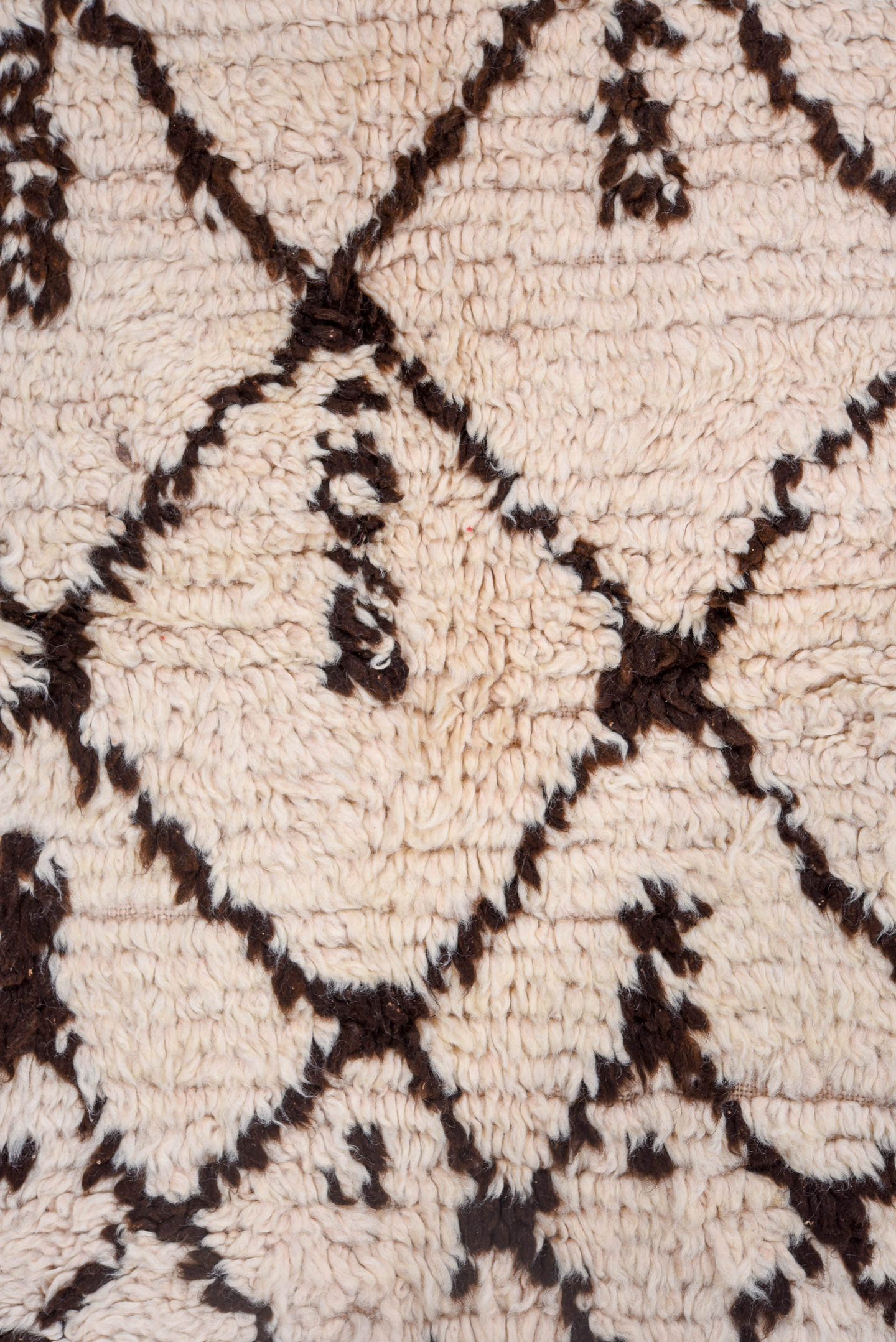 4' x 13' one-of-a-kind handmade antique Moroccan runner rug. Color palette: ivory, dark brown, espresso, brown, black