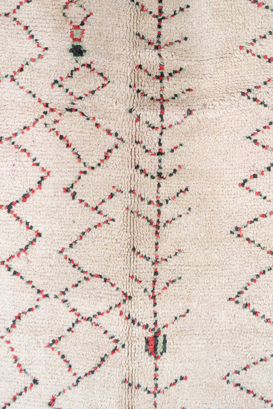 5' x 9' one-of-a-kind handmade vintage Moroccan medium size rug. Color palette: ivory, rust, charcoal, sage, taupe
