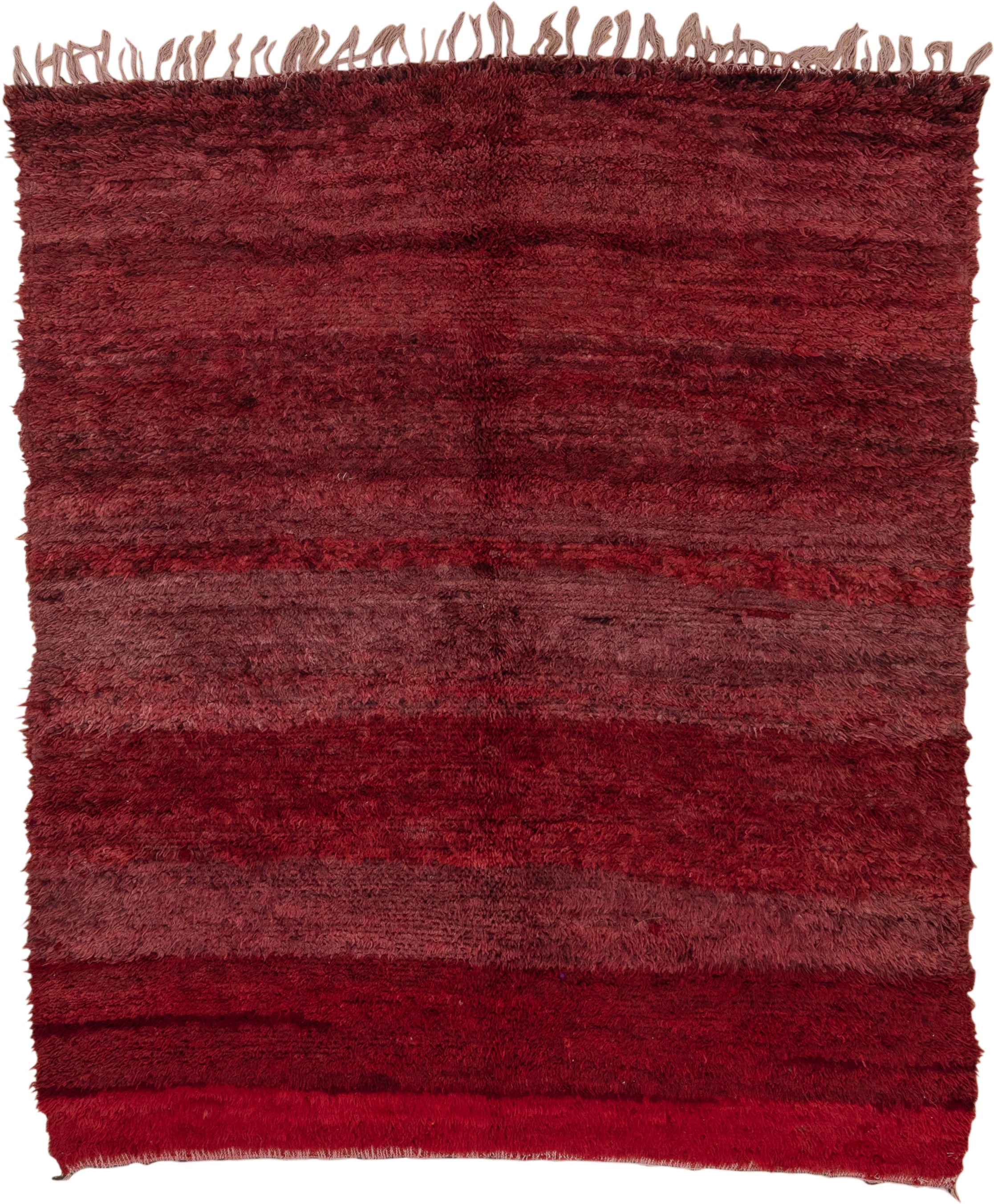 6' x 7' one-of-a-kind handmade vintage Moroccan rug. Color palette: burgundy, crimson, rose, mahogany, wine, red, pink