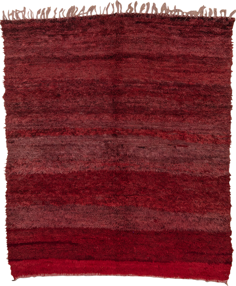 6' x 7' one-of-a-kind handmade vintage Moroccan rug. Color palette: brown, burgundy, gray, light gray, off-white, pink, red