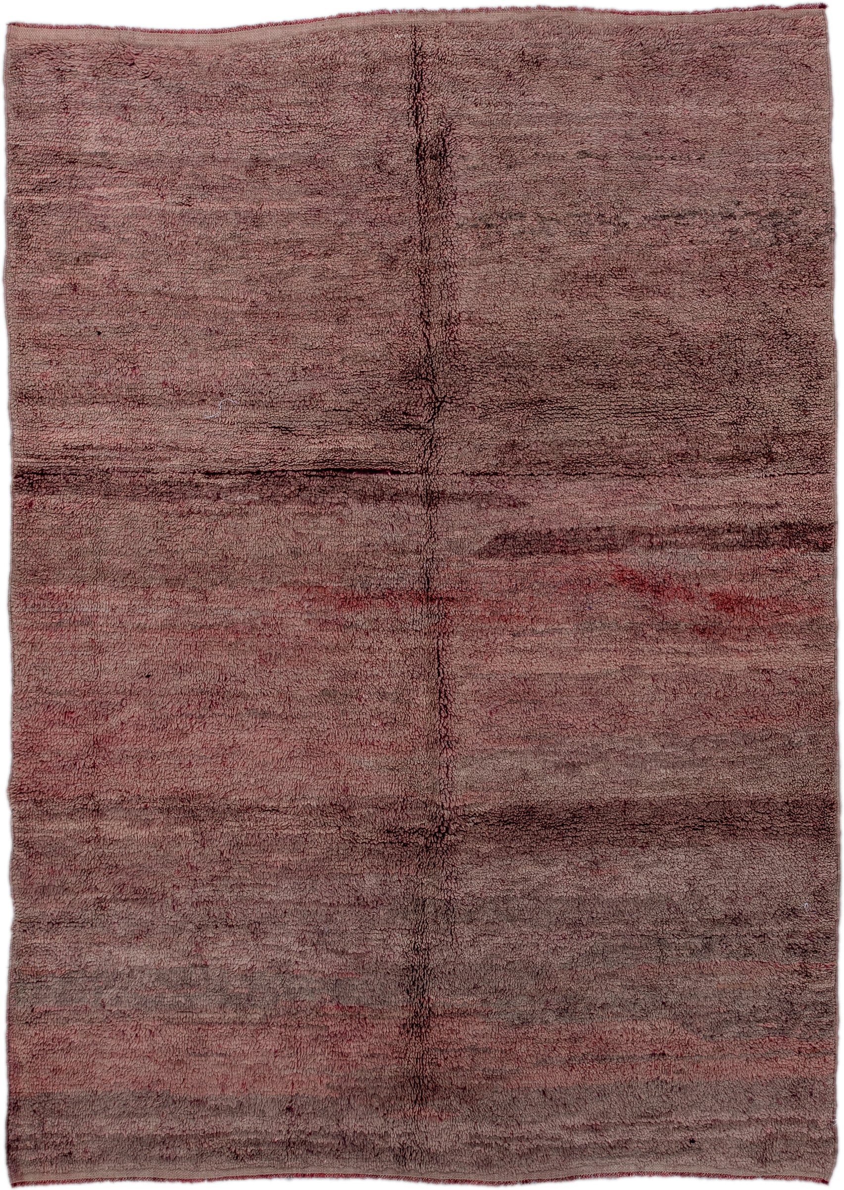 6' x 9' one-of-a-kind handmade antique Moroccan medium size rug. Color palette: dusty rose, mauve, taupe, burgundy, plum