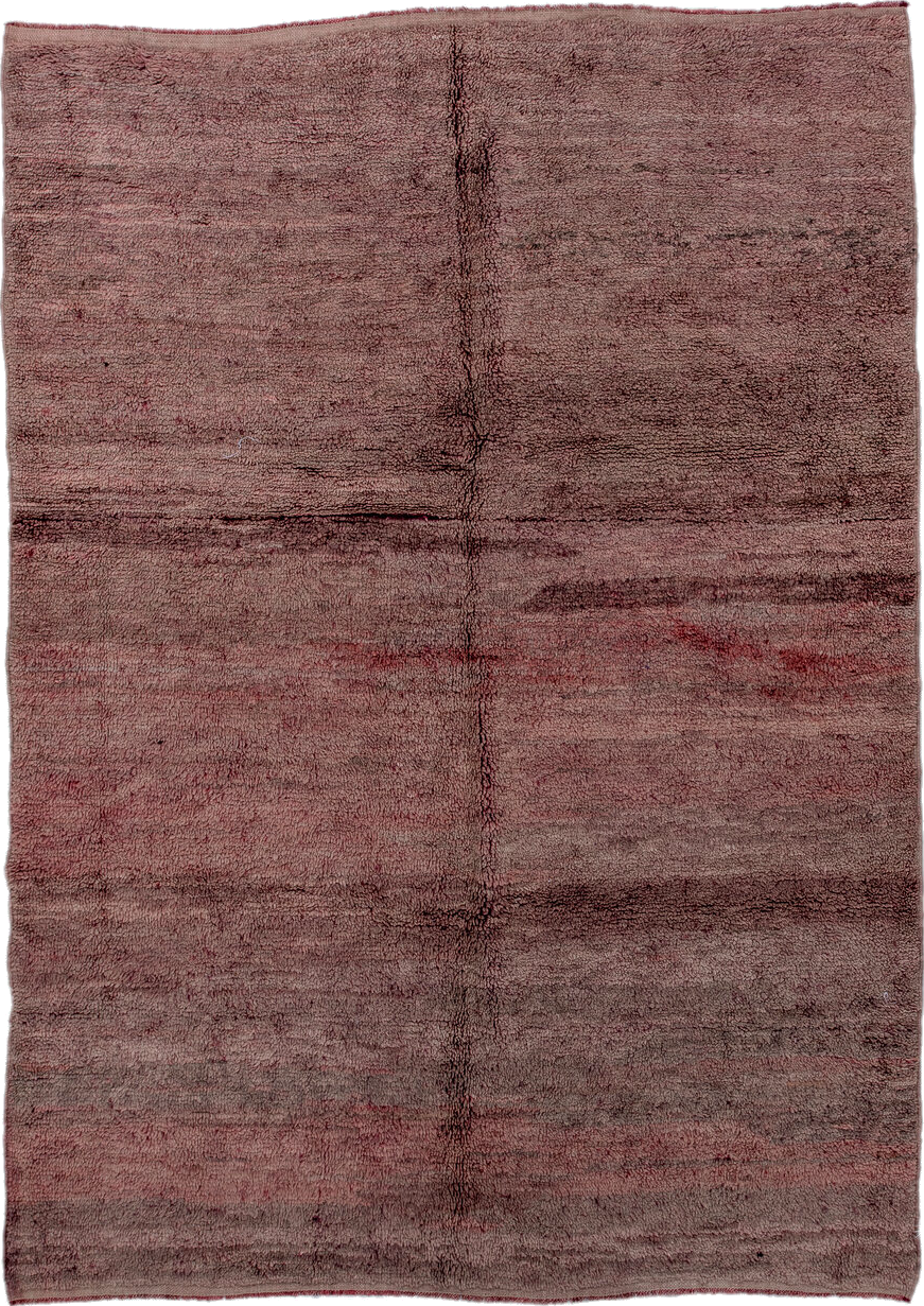 6' x 9' one-of-a-kind handmade vintage Moroccan medium size rug. Color palette: black, brown, gray, pink, red, redwood