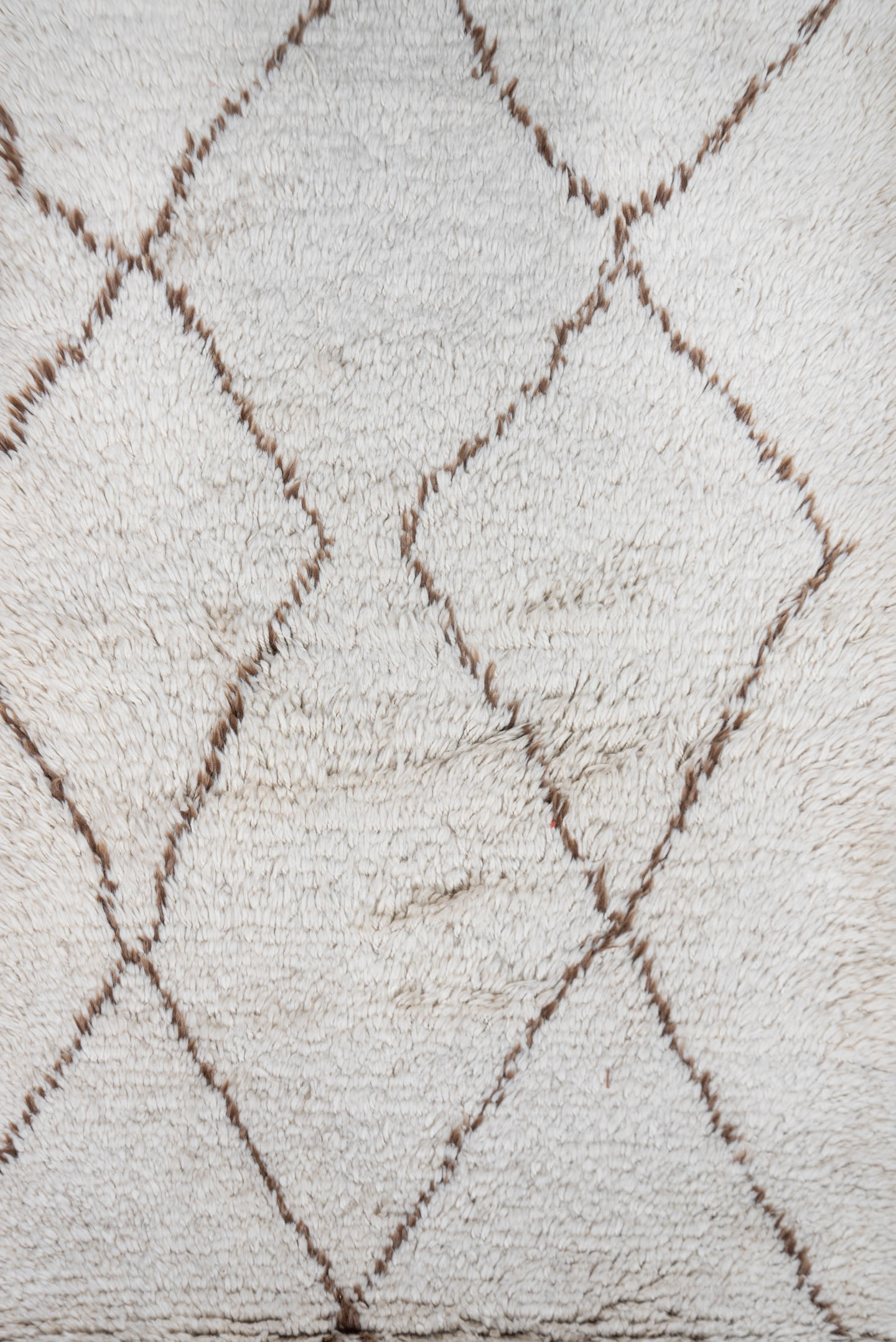 2' x 13' one-of-a-kind handmade vintage Moroccan runner rug. Color palette: ivory, taupe, cream, beige, gray