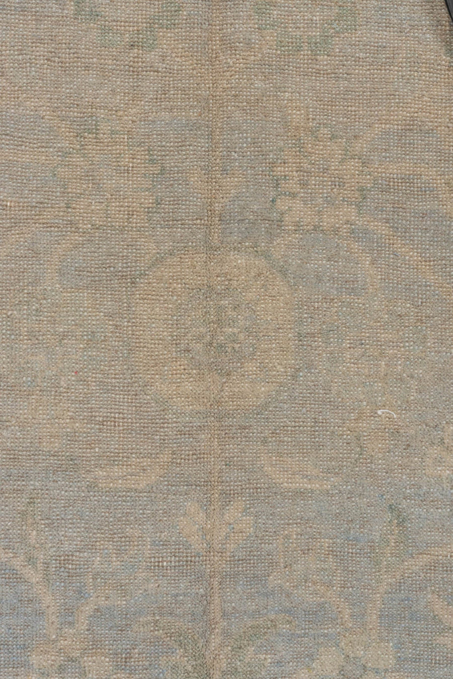 5' x 7' one-of-a-kind handmade vintage Khotan rug. Color palette: beige, ivory, pale blue, taupe, sage, light blue, gray