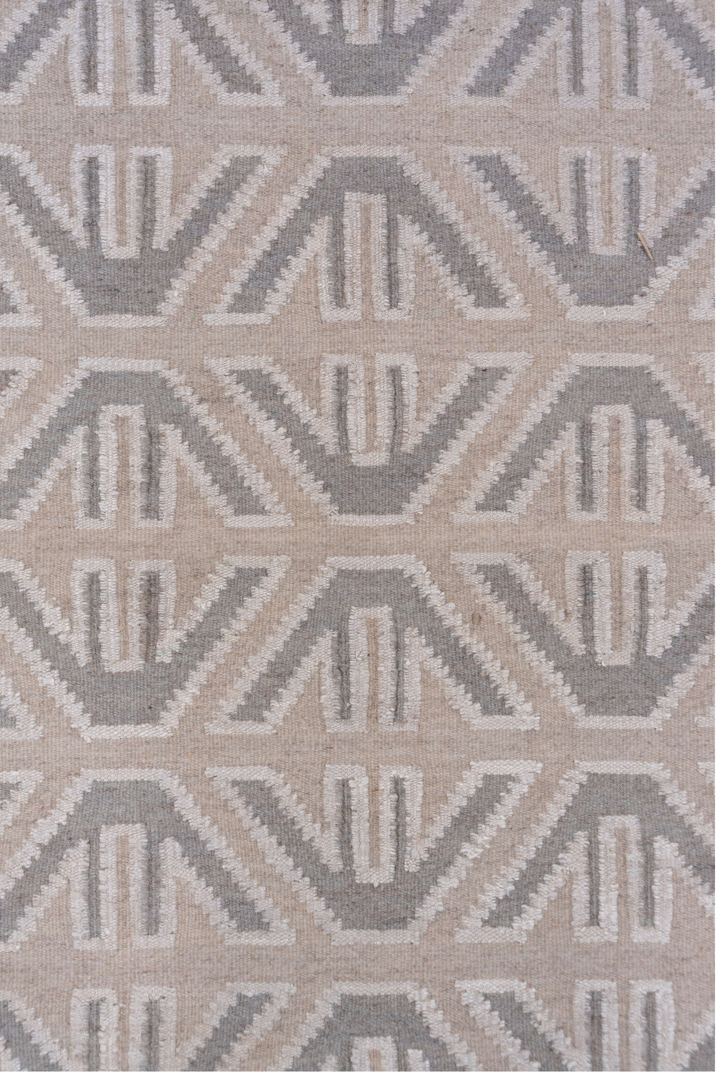 4' x 6' one-of-a-kind handmade vintage Kilim small size rug. Color palette: taupe, ivory, gray, cream, beige