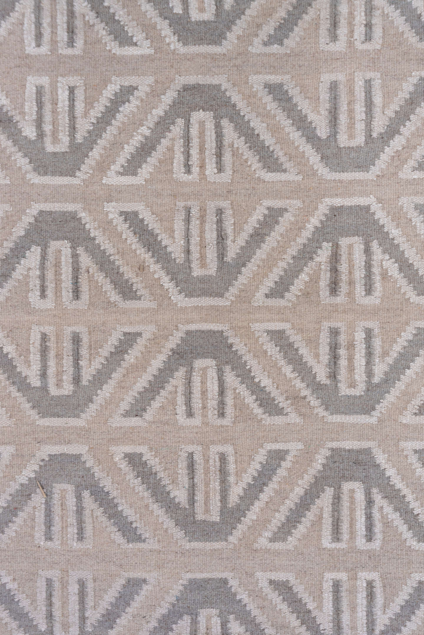 4' x 6' one-of-a-kind handmade vintage Kilim small size rug. Color palette: taupe, ivory, gray, cream, beige