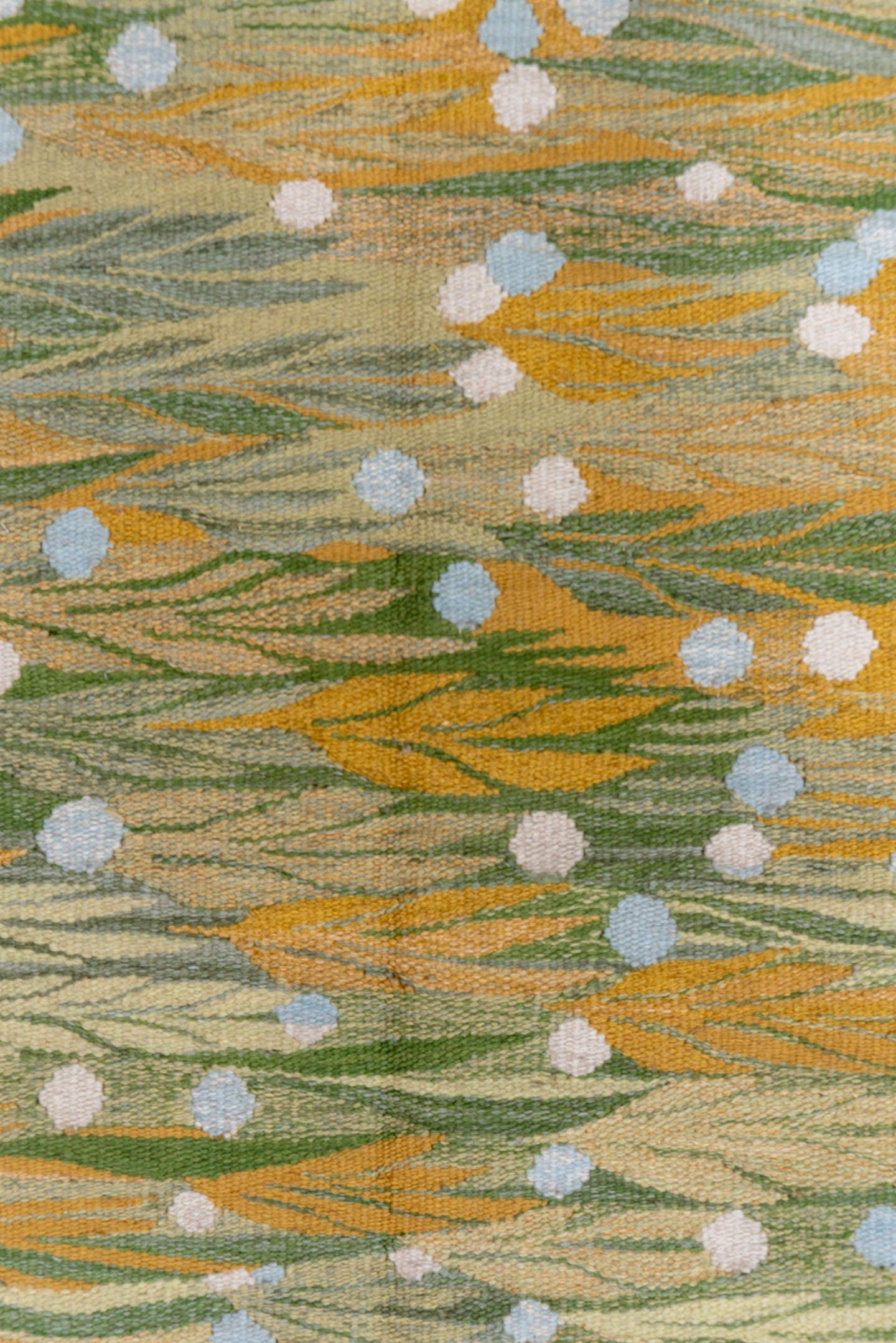 3' x 4' one-of-a-kind handmade vintage Kilim small size rug. Color palette: tan, sage, olive, camel, ivory, pale_blue, gold