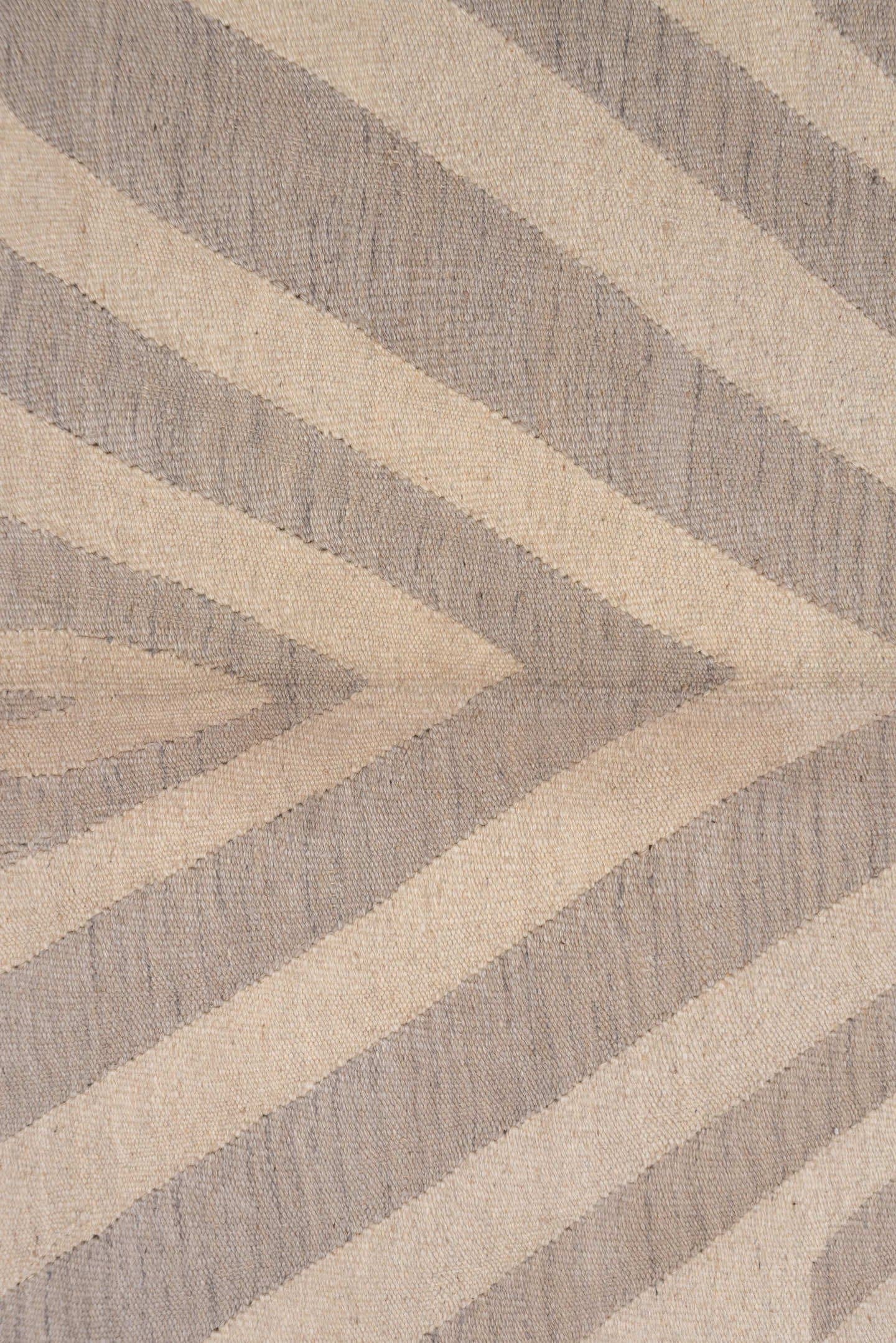 4' x 5' one-of-a-kind handmade vintage Kilim small size rug. Color palette: beige, taupe, ivory, sand, greige, gray