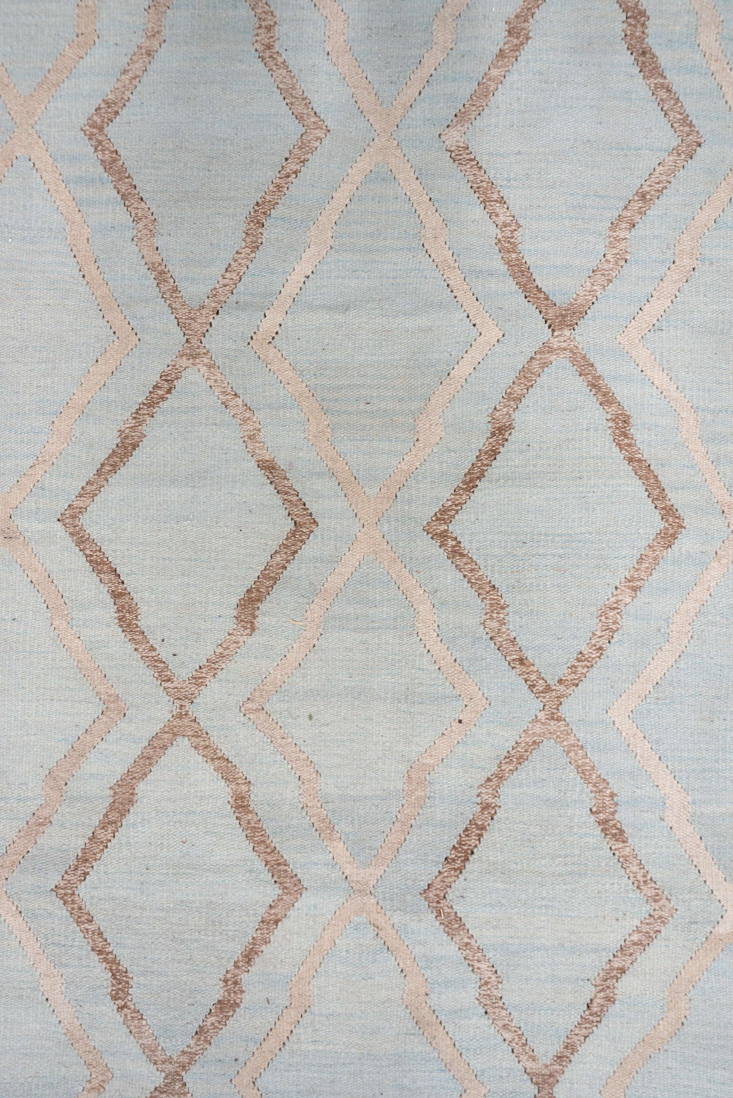 14' x 18' one-of-a-kind handmade vintage Kilim oversize rug. Color palette: ivory, taupe, beige, cream, light gray, gray
