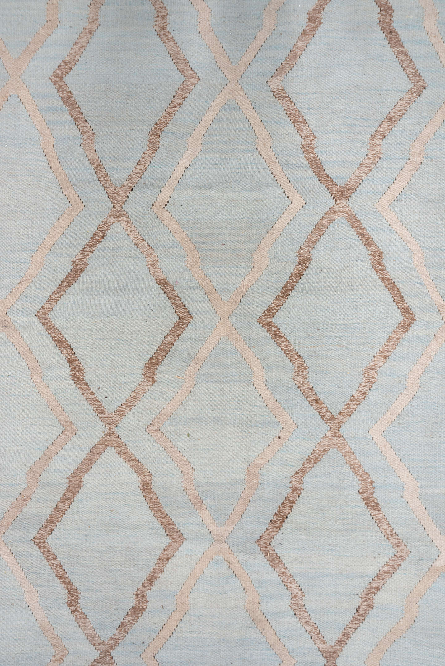 14' x 18' one-of-a-kind handmade vintage Kilim oversize rug. Color palette: ivory, taupe, beige, cream, light gray, gray