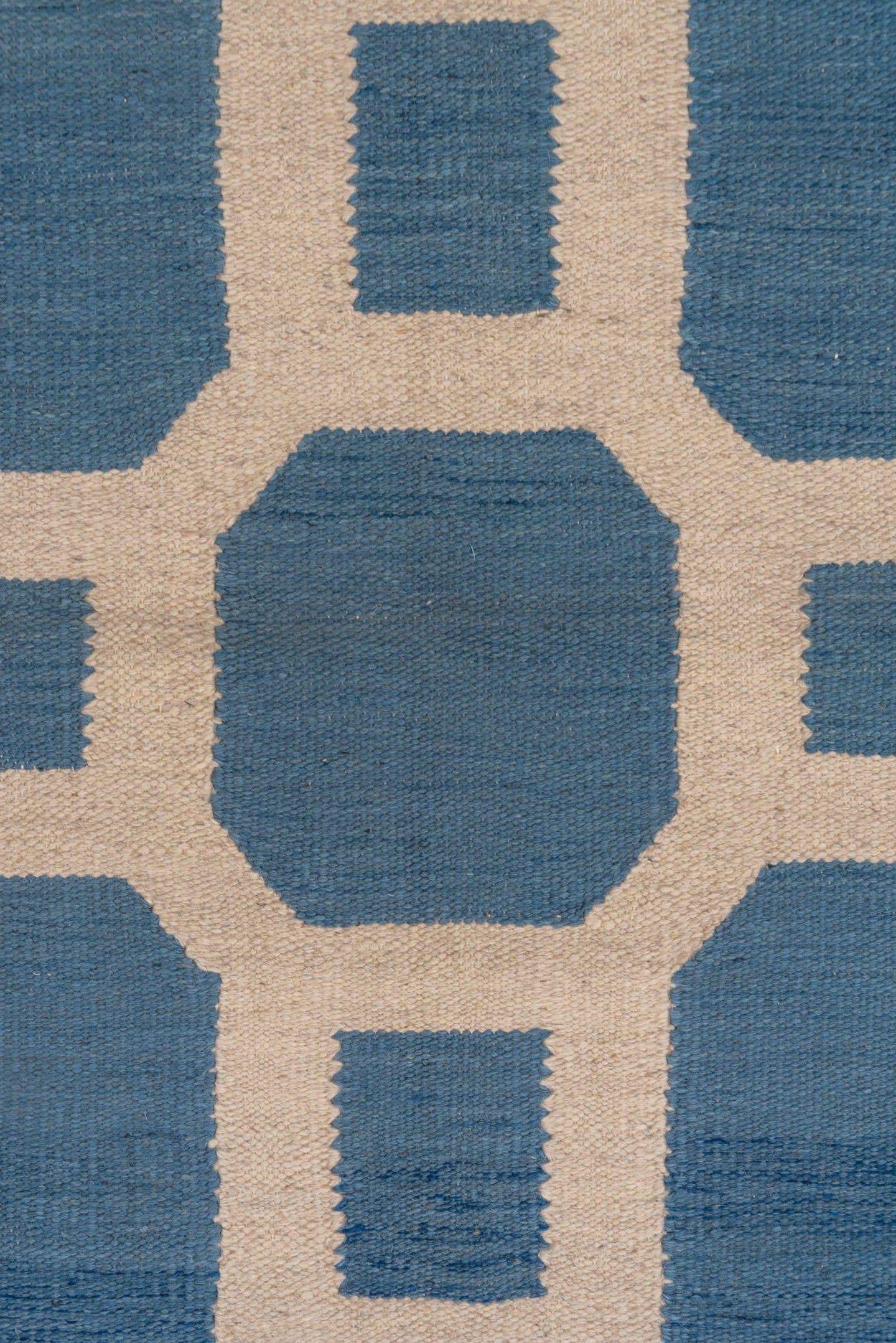 4' x 6' one-of-a-kind handmade vintage Kilim small size rug. Color palette: blue, ivory