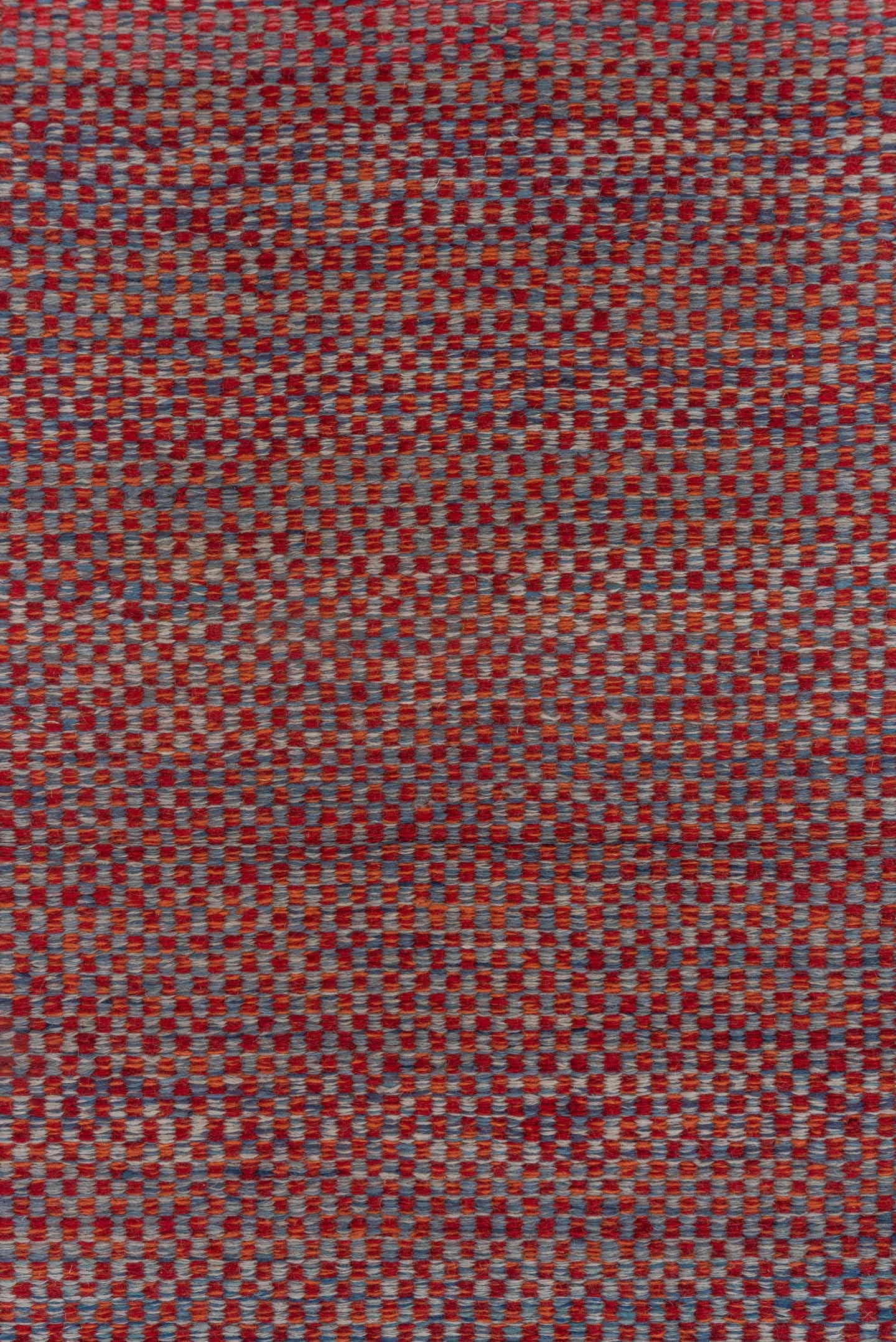 2' x 5' one-of-a-kind handmade vintage Kilim small size rug. Color palette: rust, slate, brick, charcoal, terracotta, brown