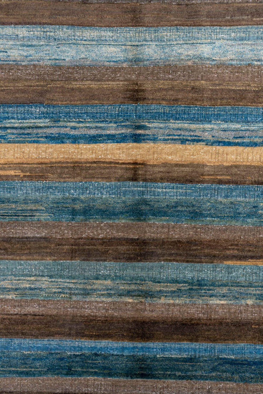 4' x 6' one-of-a-kind handmade vintage Afghan small size rug. Color palette: taupe, teal, sky blue, slate, brown, camel