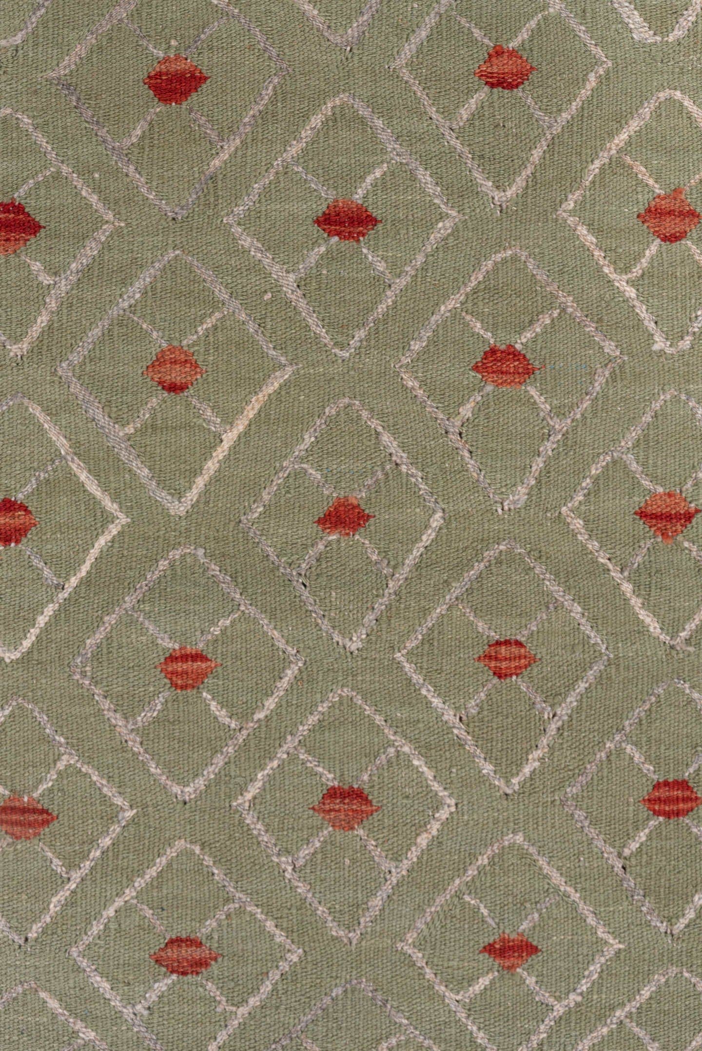 3' x 4' one-of-a-kind handmade vintage Kilim small size rug. Color palette: olive, ivory, coral, beige, green, terracotta