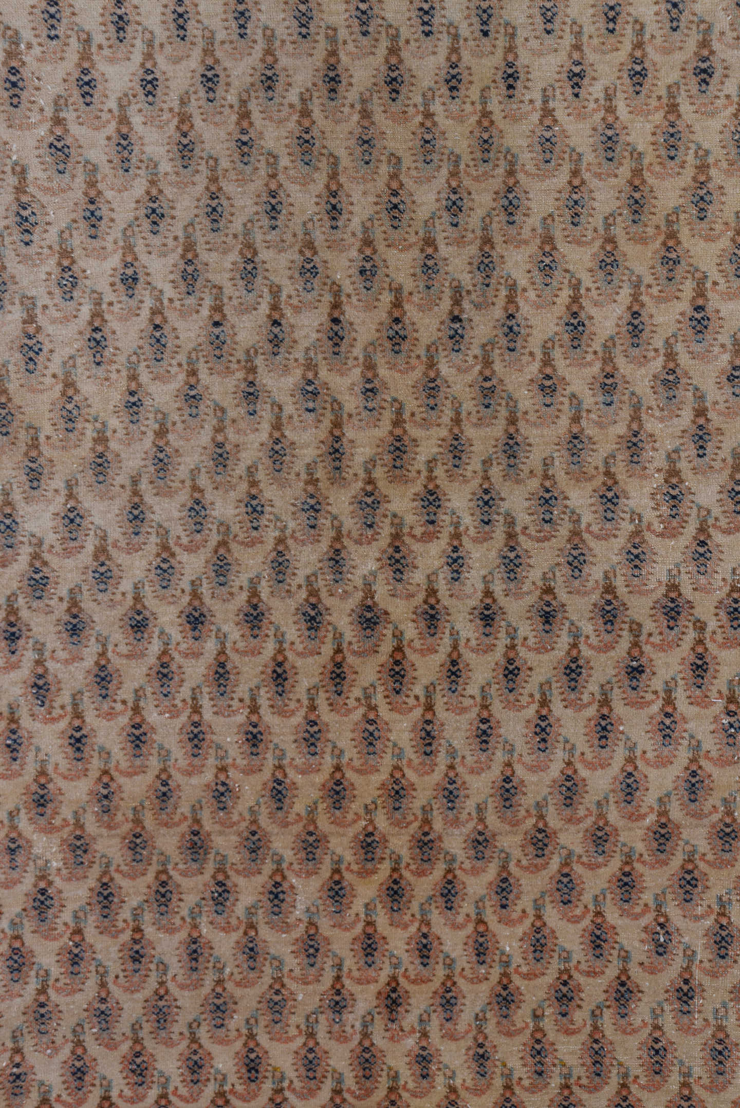 7' x 11' one-of-a-kind handmade antique Sivas large size rug. Color palette: ivory, blush, navy, taupe, rose, slate, pink