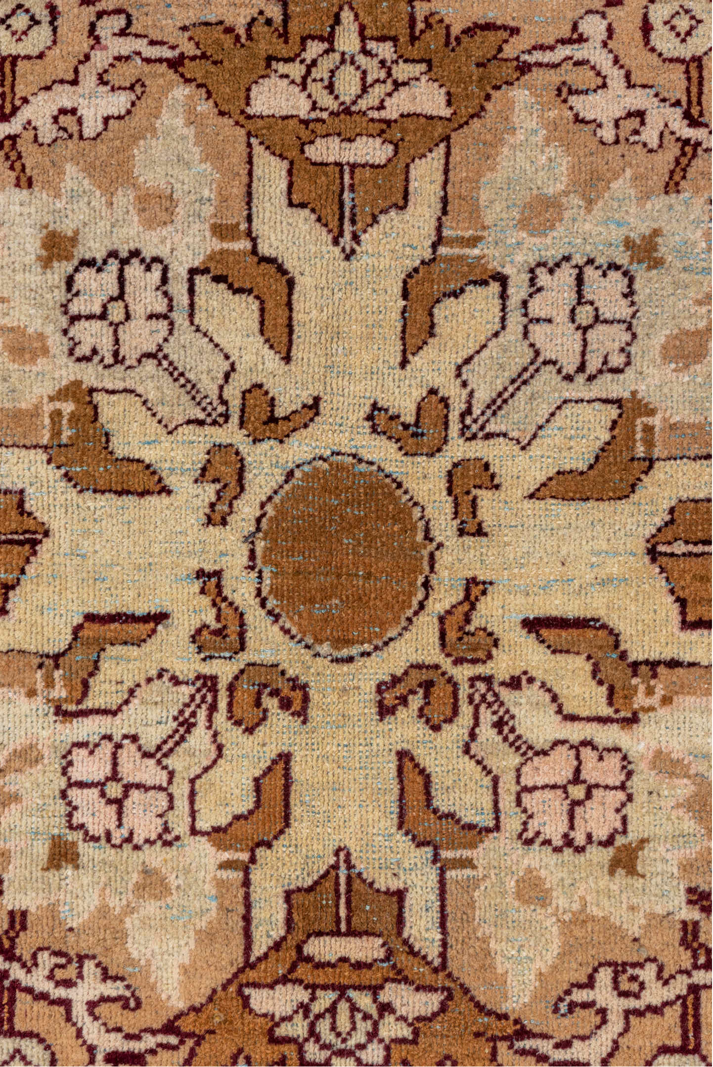 8' x 11' one-of-a-kind handmade vintage Amritzar large size rug. Color palette: brown, gray, off-white, orange, redwood