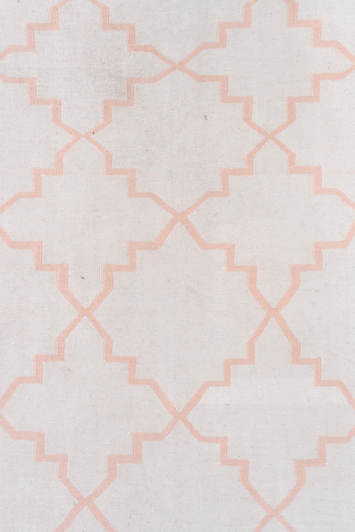 8' x 11' one-of-a-kind handmade vintage Dhurrie large size rug. Color palette: ivory, blush, aqua, pink, teal