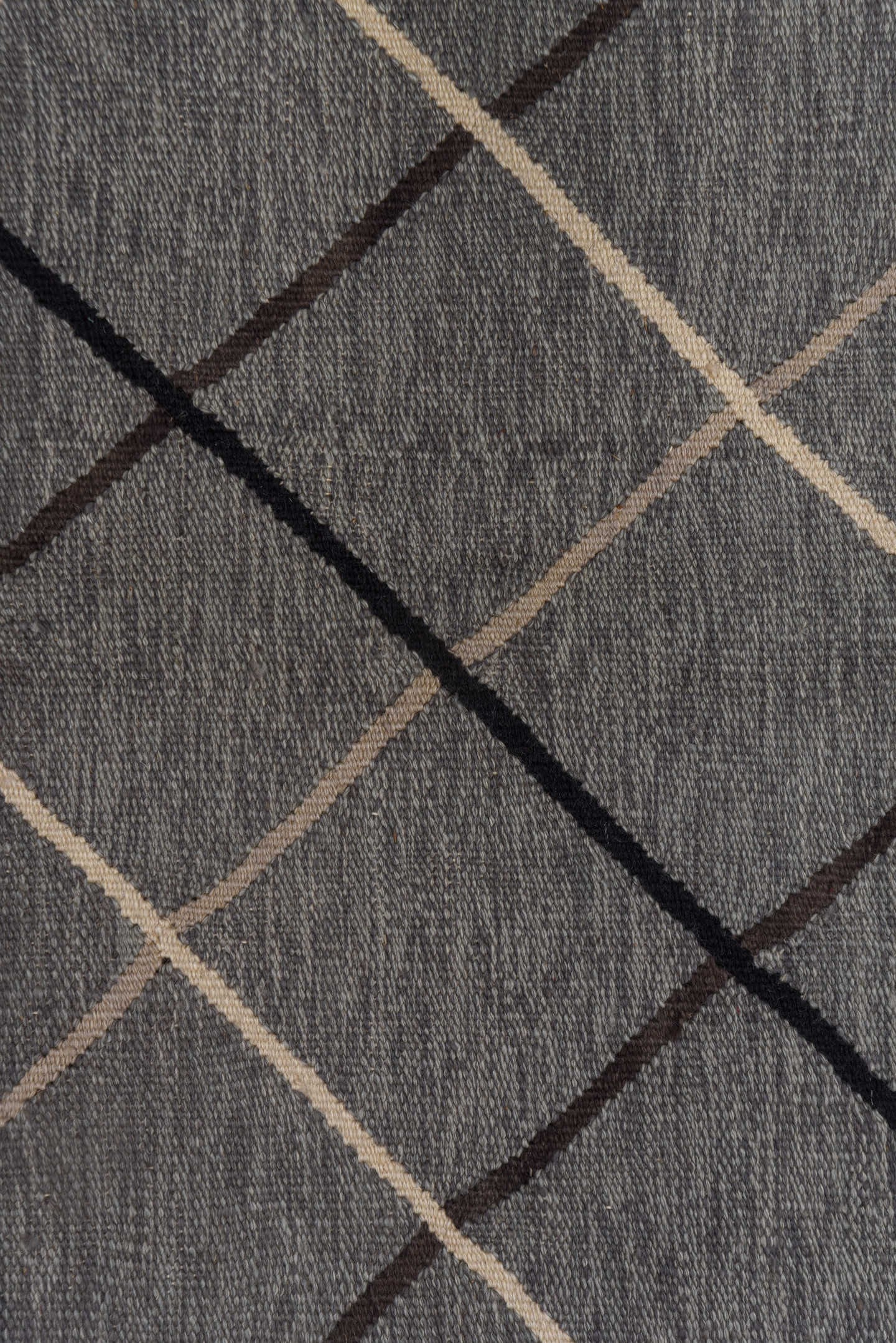 3' x 5' one-of-a-kind handmade vintage Kilim small size rug. Color palette: gray, charcoal, ivory, brown, black