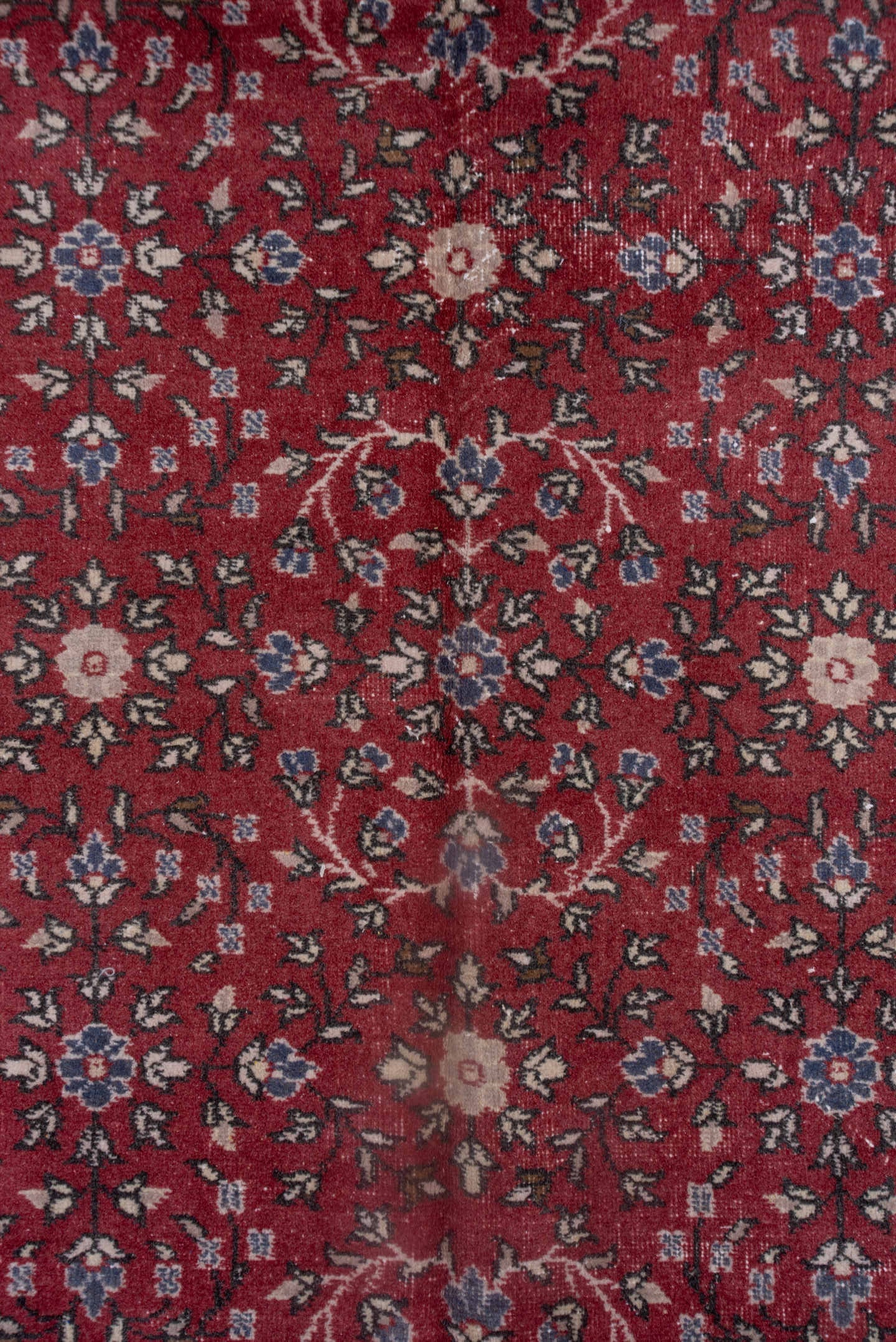9' x 13' one-of-a-kind handmade antique Sparta large size rug. Color palette: red, ivory, rose, navy, slate, burgundy, pink