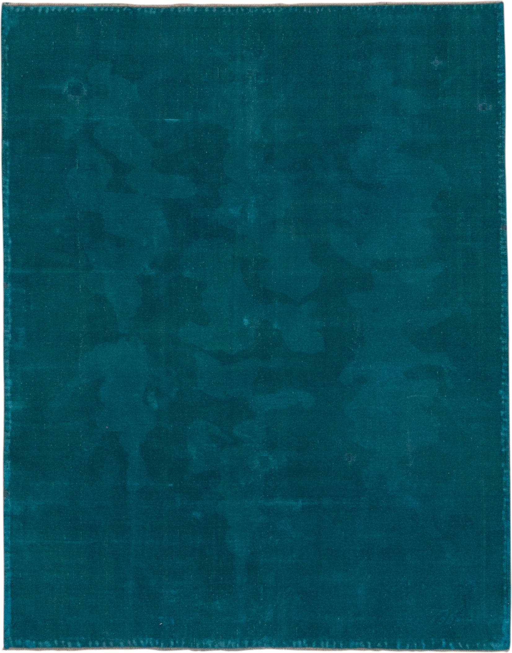 5' x 6' one-of-a-kind handmade antique Overdyed rug. Color palette: teal, petrol, peacock, charcoal, gray, black