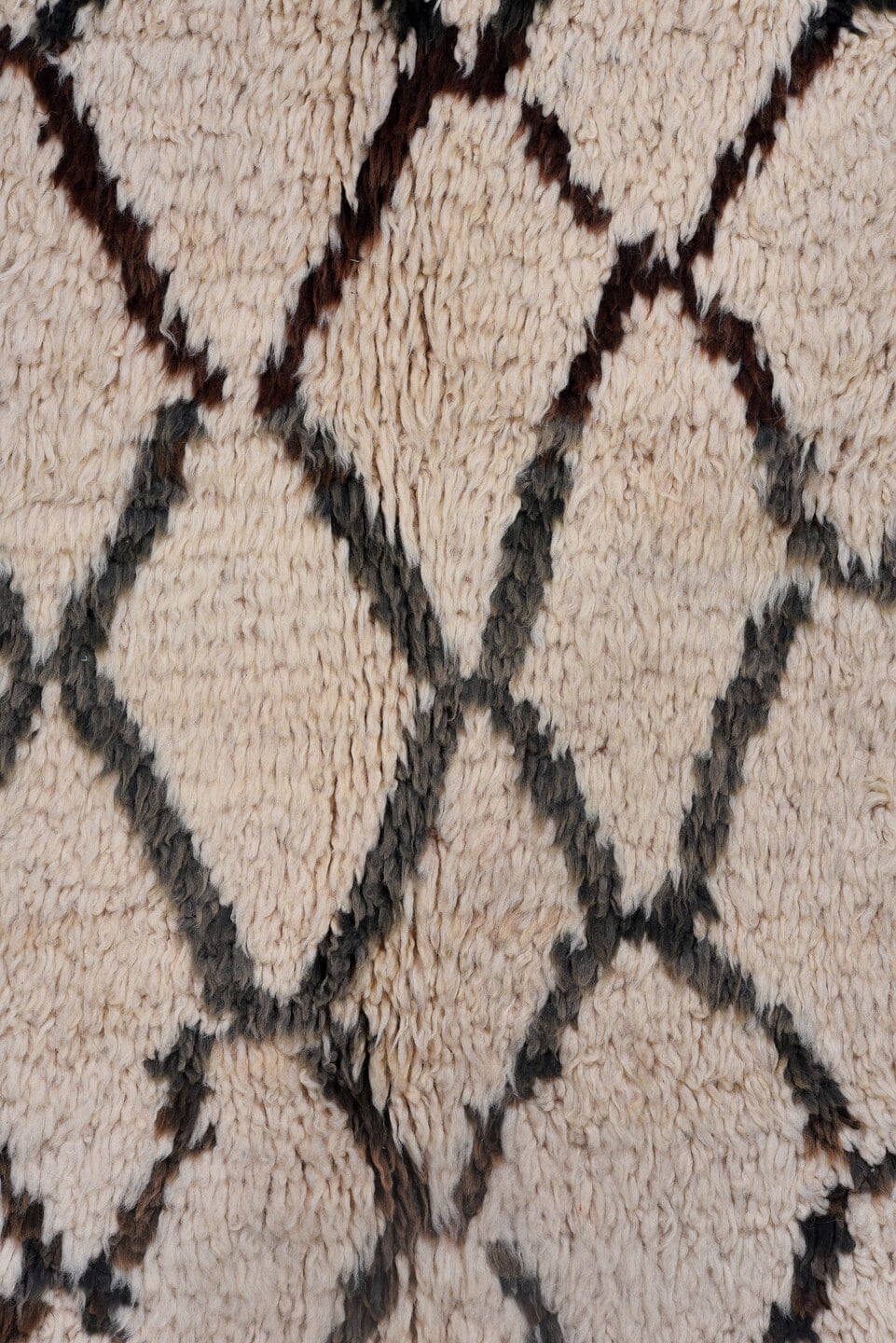 6' x 9' one-of-a-kind handmade vintage Moroccan medium size rug. Color palette: ivory, charcoal, rust, taupe, gray, black